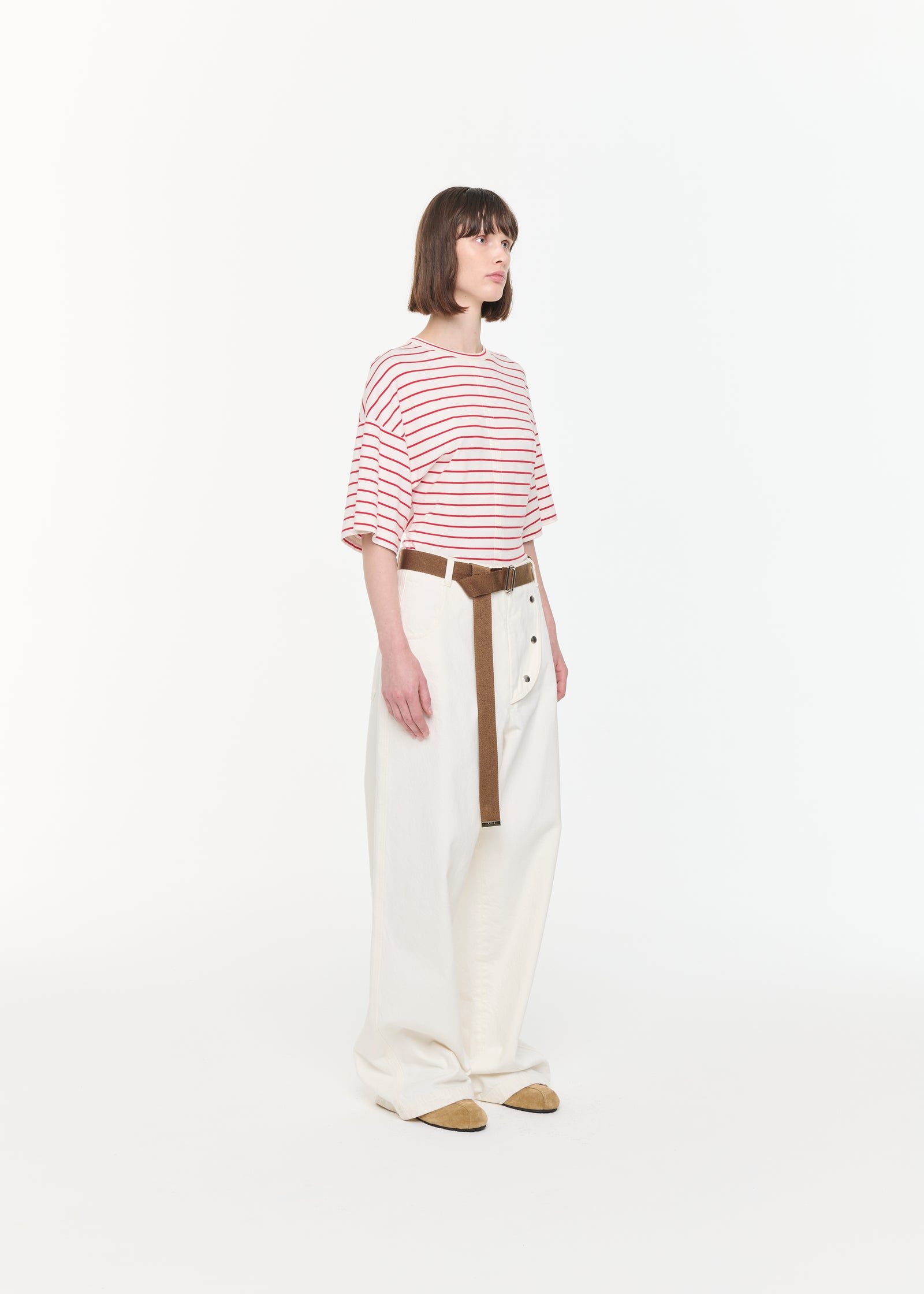 WHITE DRILL CARGO PANTS