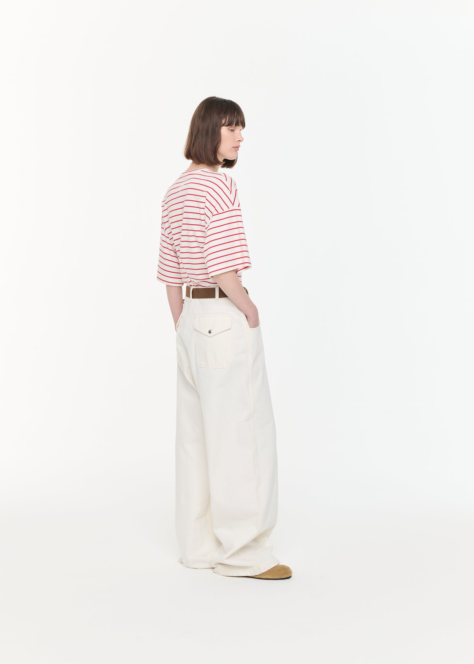 WHITE DRILL CARGO PANTS