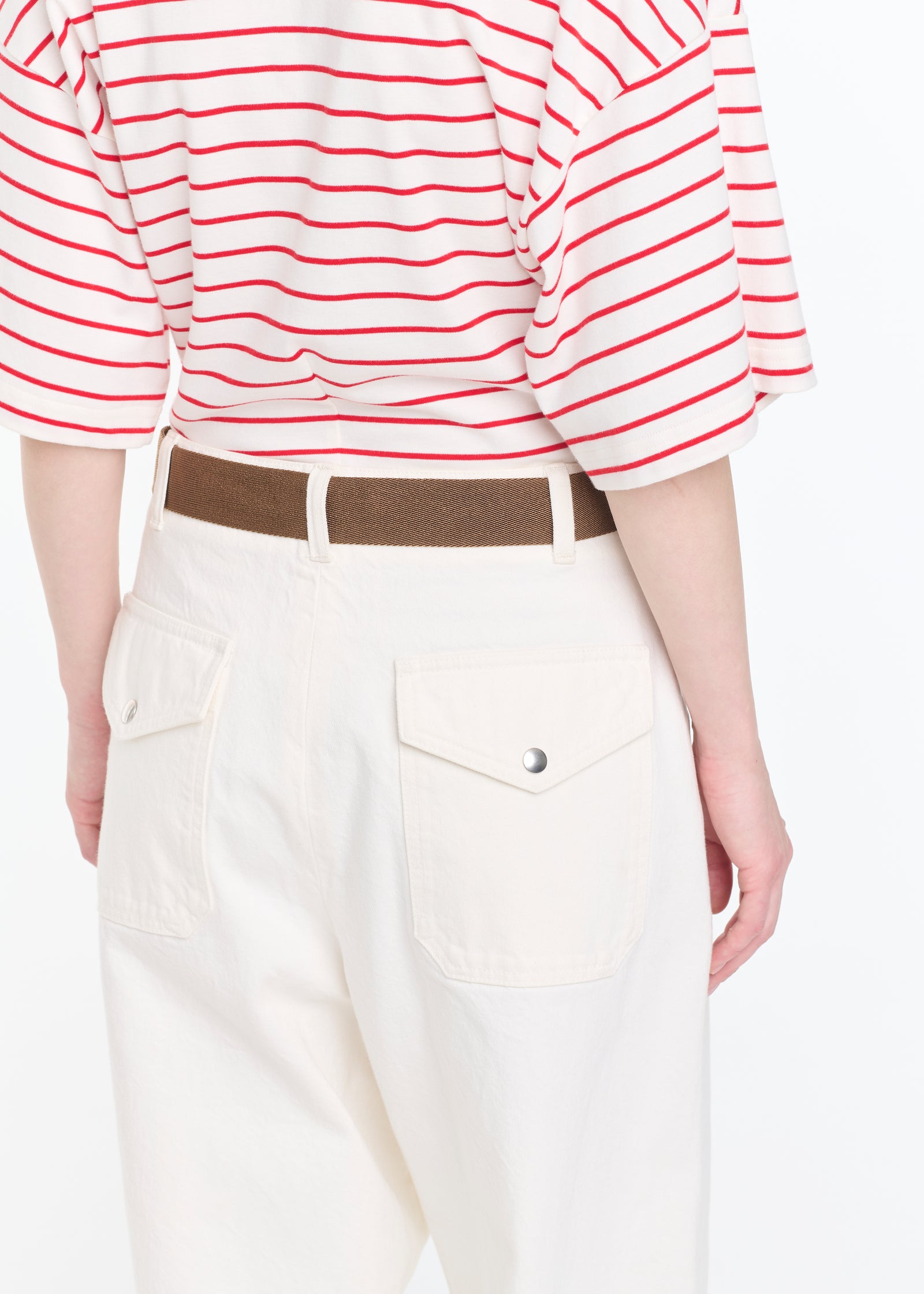 WHITE DRILL CARGO PANTS