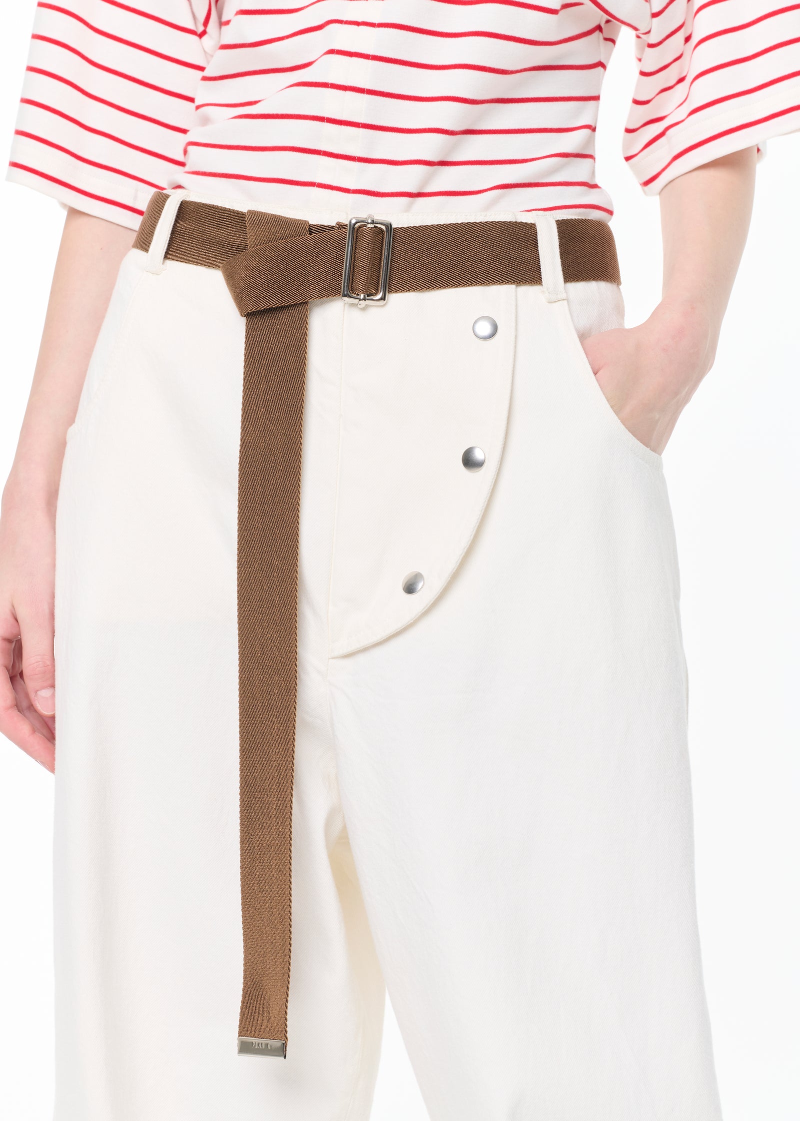 WHITE DRILL CARGO PANTS