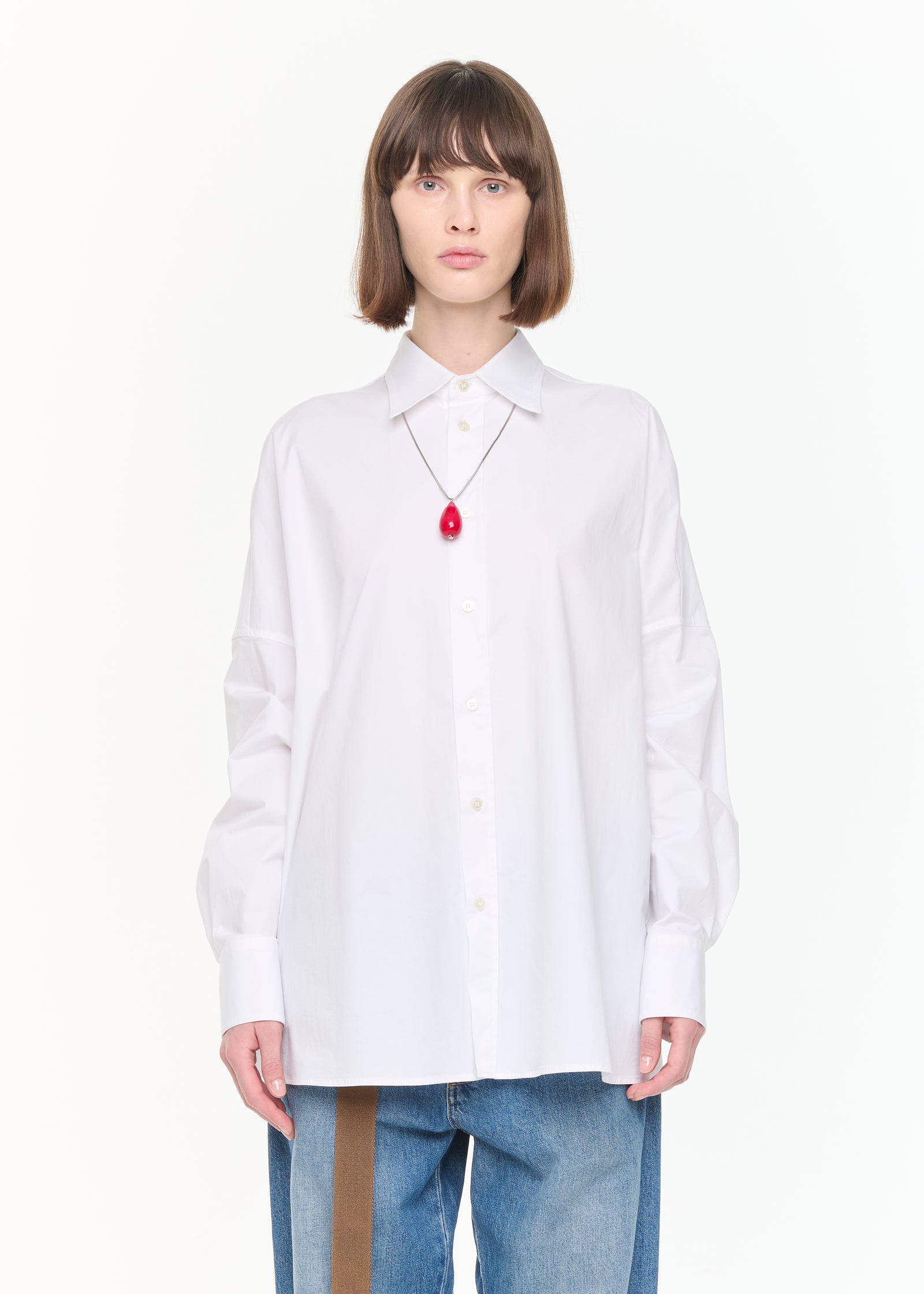 DRAPED BACK COTTON SHIRT