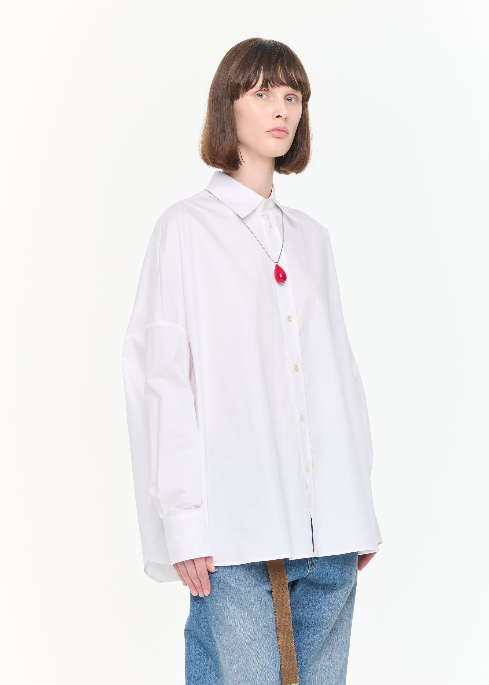 DRAPED BACK COTTON SHIRT