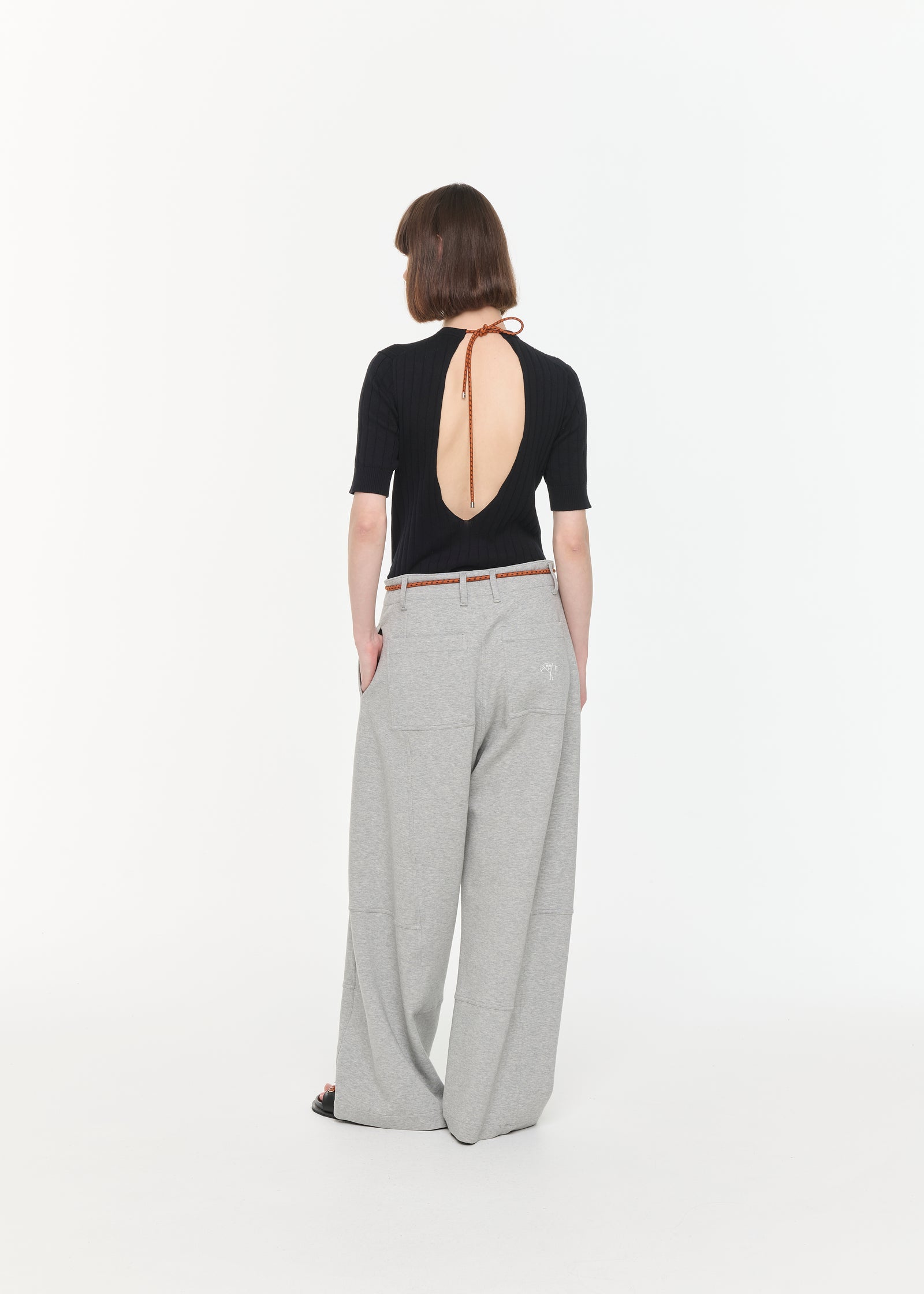 PANTALONI MELANGE A GAMBA AMPIA