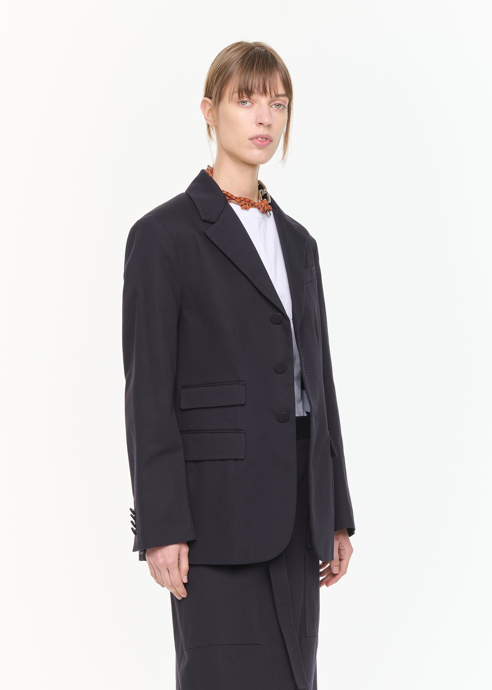 BLUE BLACK COTTON BLAZER