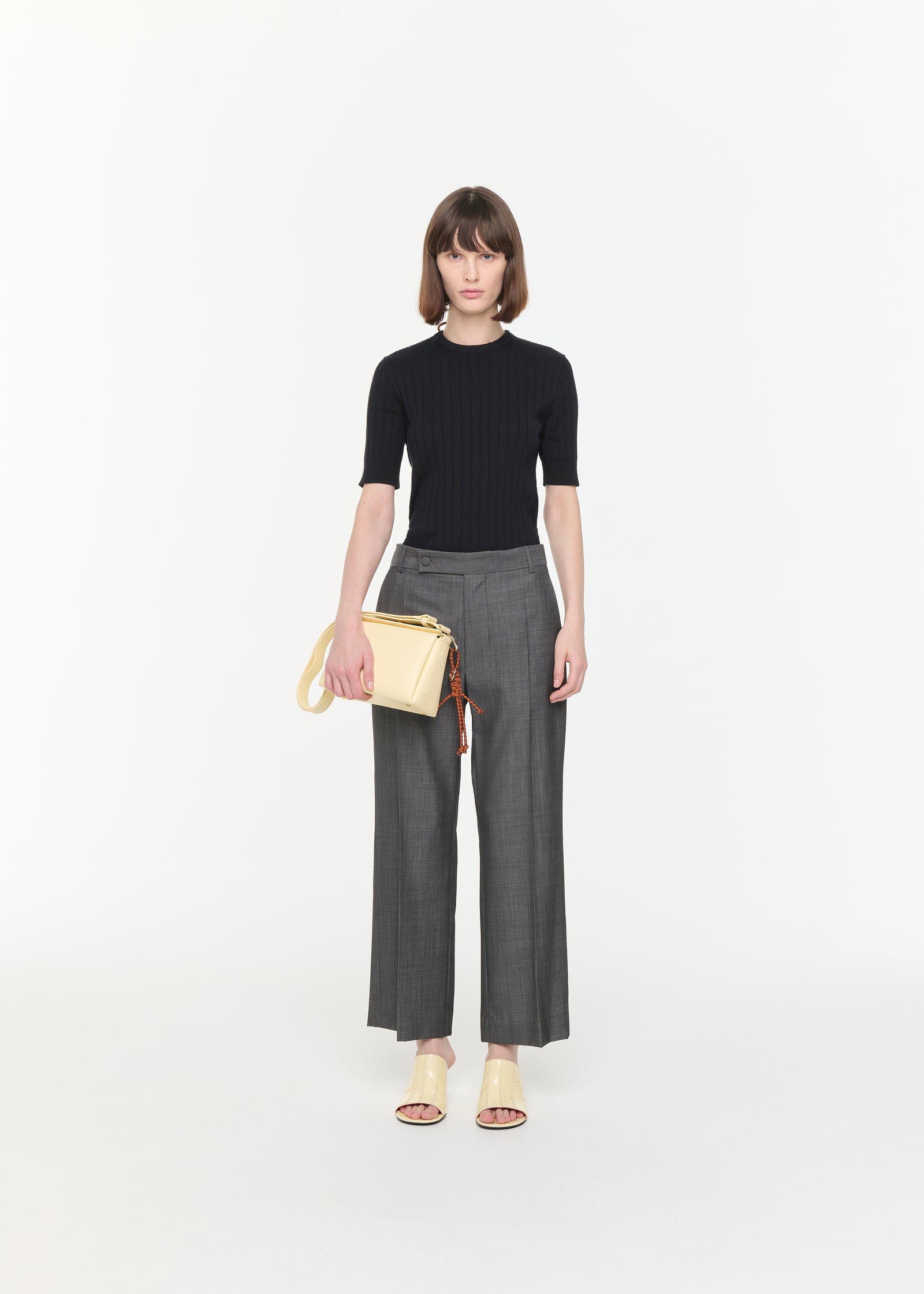 PANTALONI A ZAMPA GRIGIO MELANGE