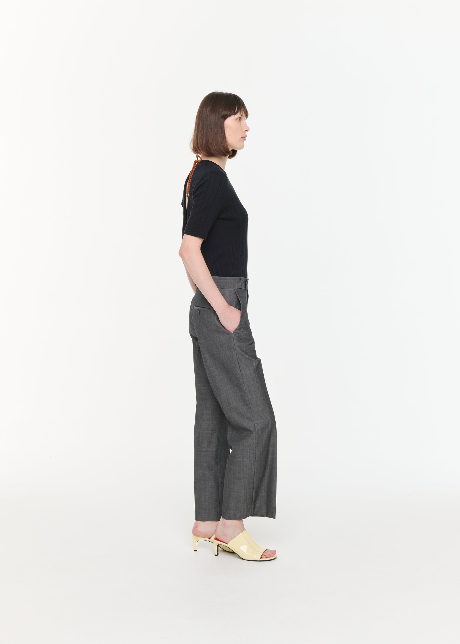 PANTALONI A ZAMPA GRIGIO MELANGE