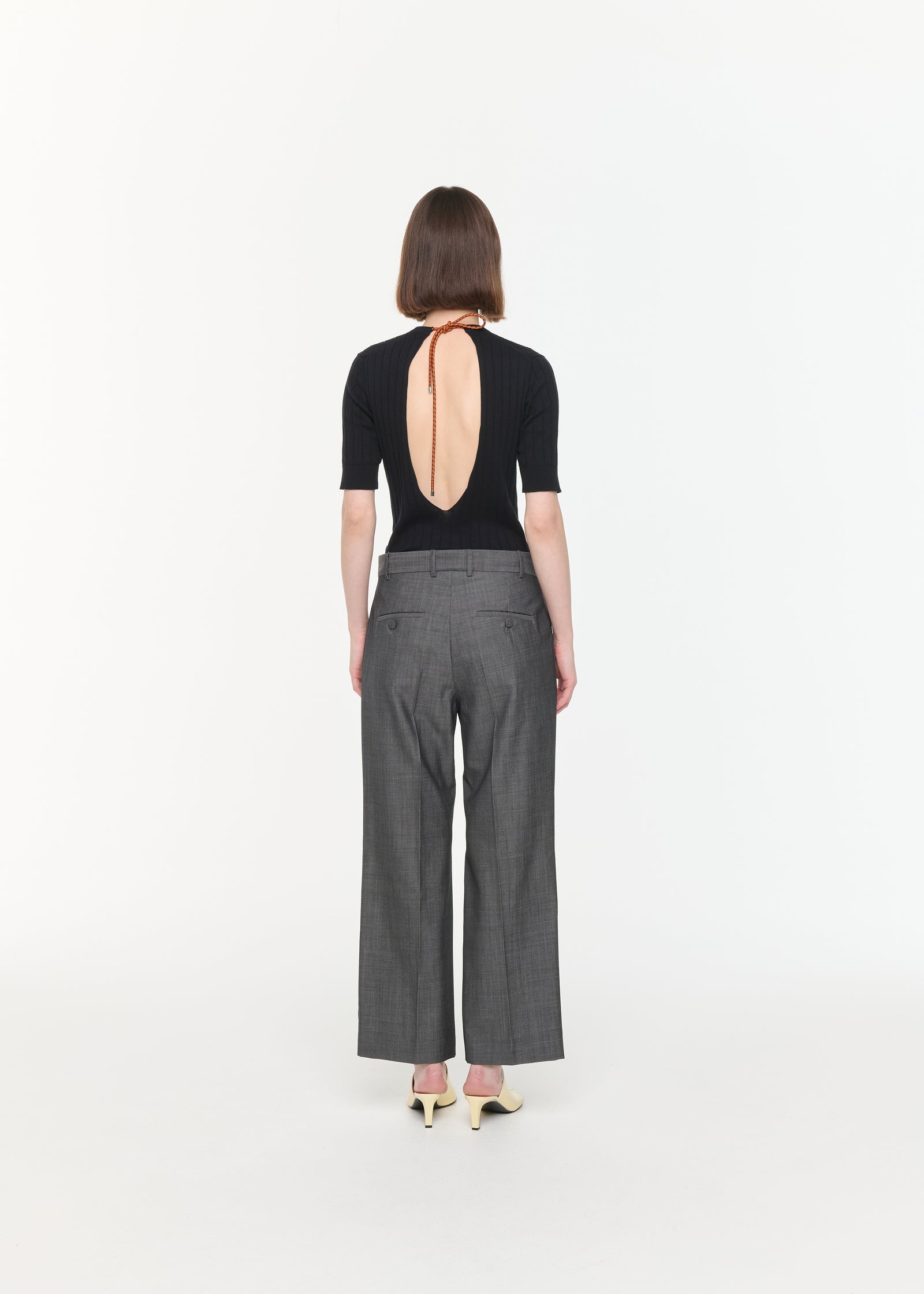 PANTALONI A ZAMPA GRIGIO MELANGE