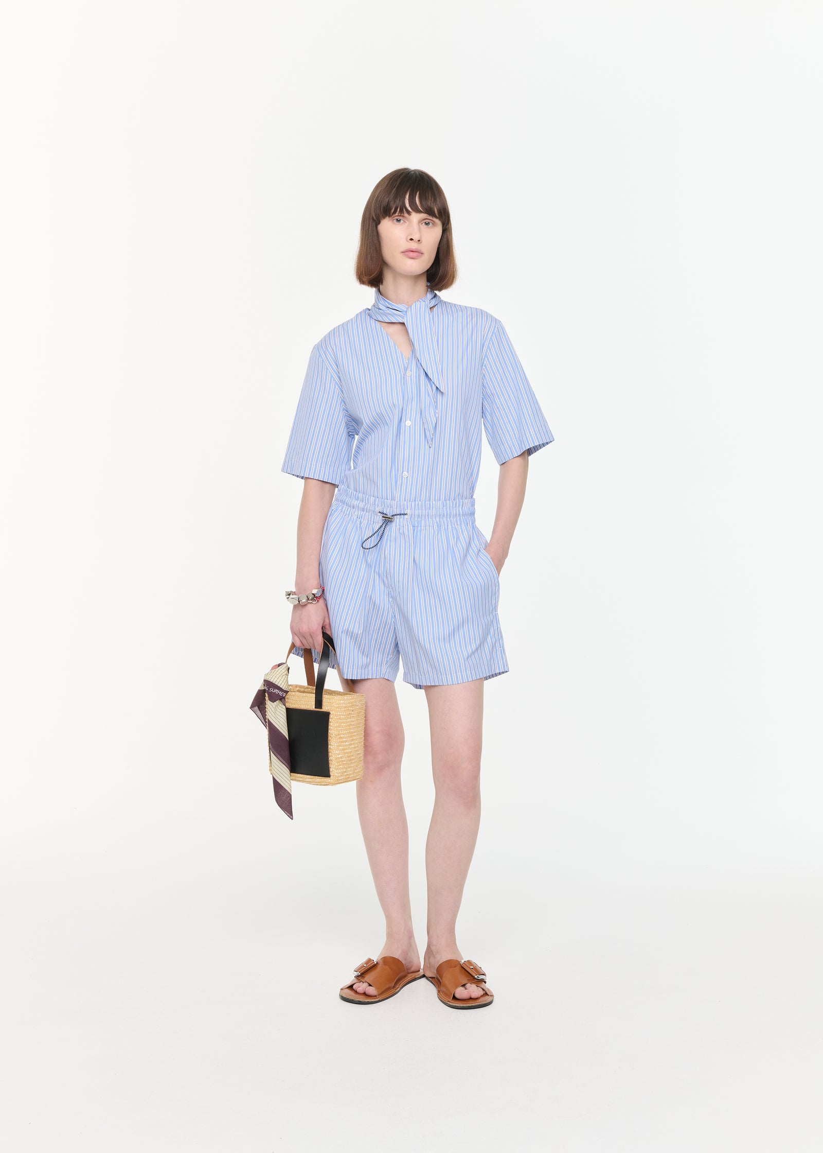 STRIPED COTTON BERMUDA