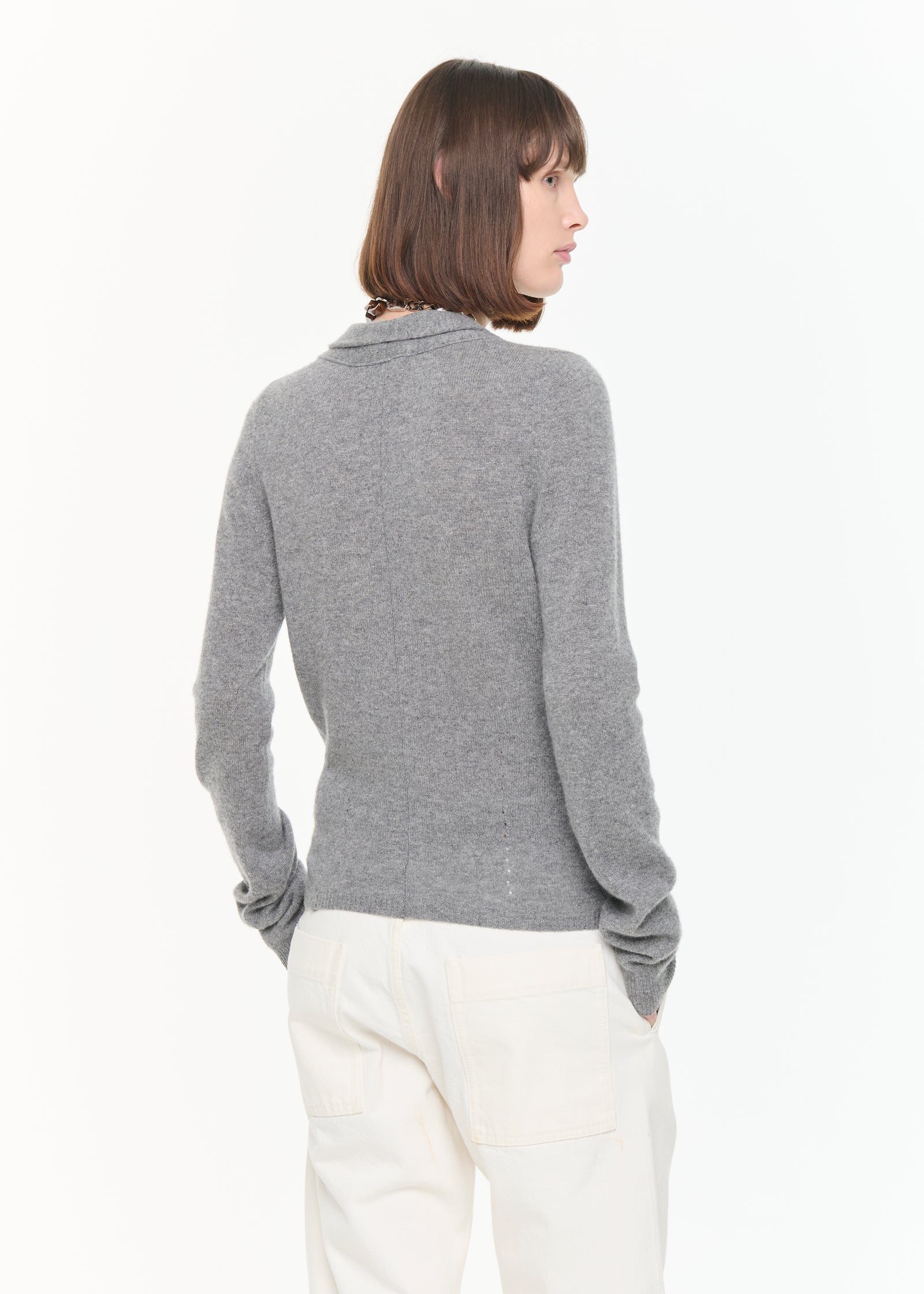 GREY MELANGE CASHMERE CARDIGAN