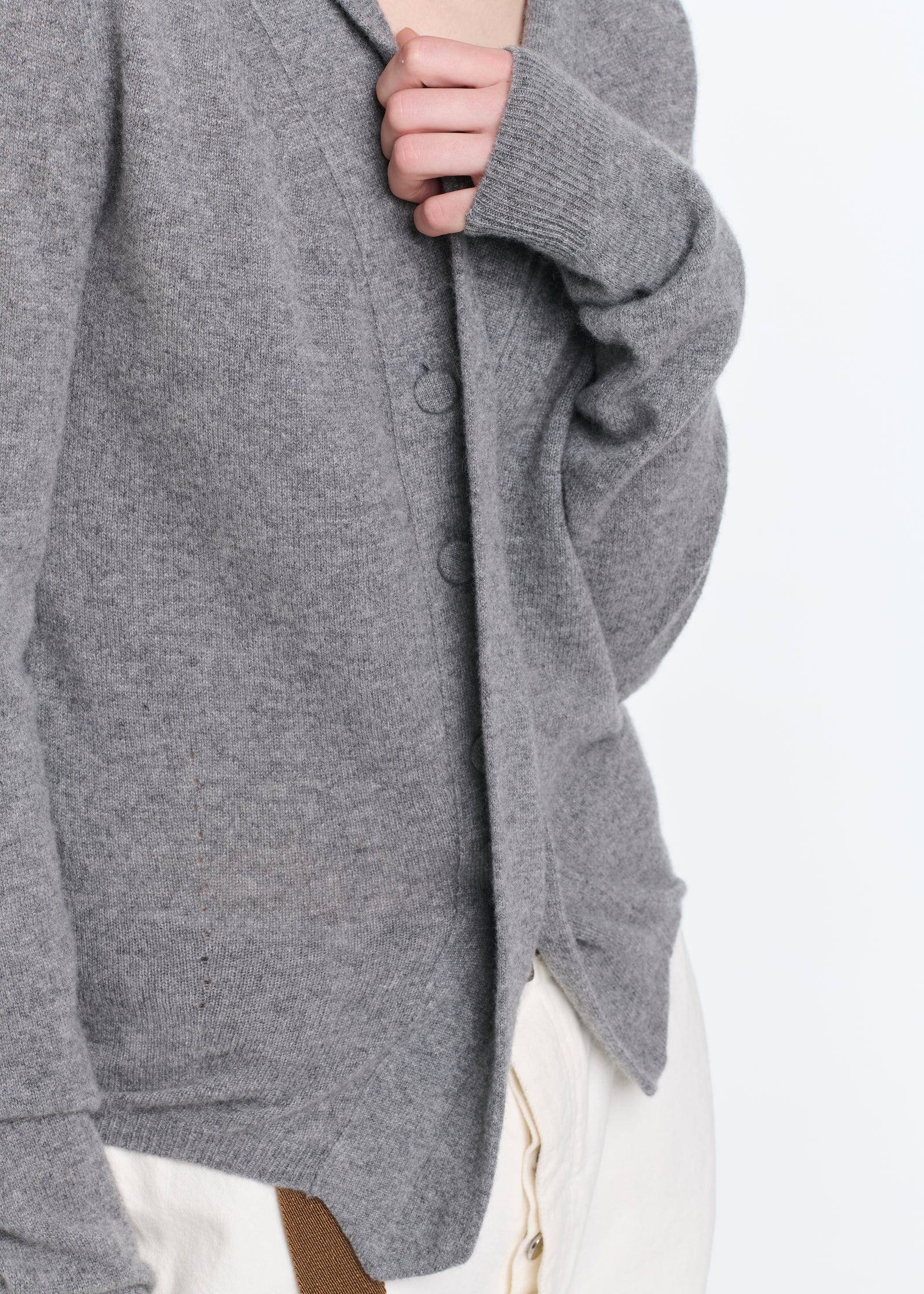 GREY MELANGE CASHMERE CARDIGAN