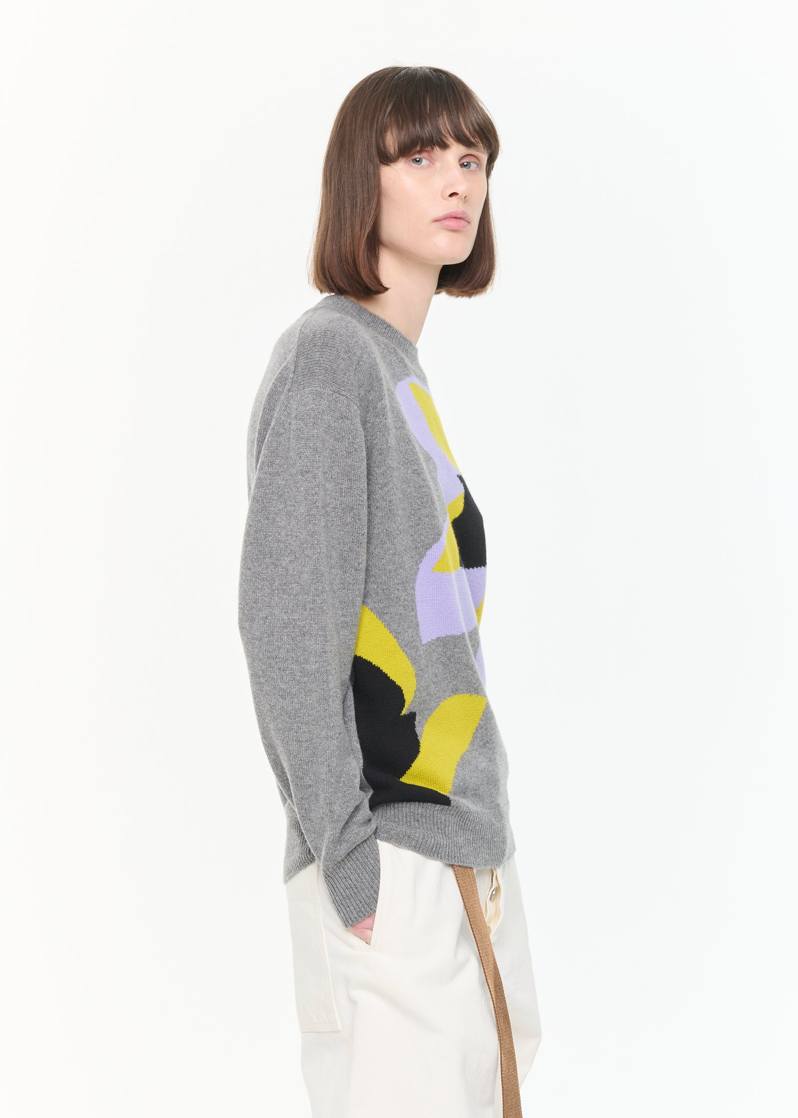 FLOWER PRINT CASHMERE SWEATER