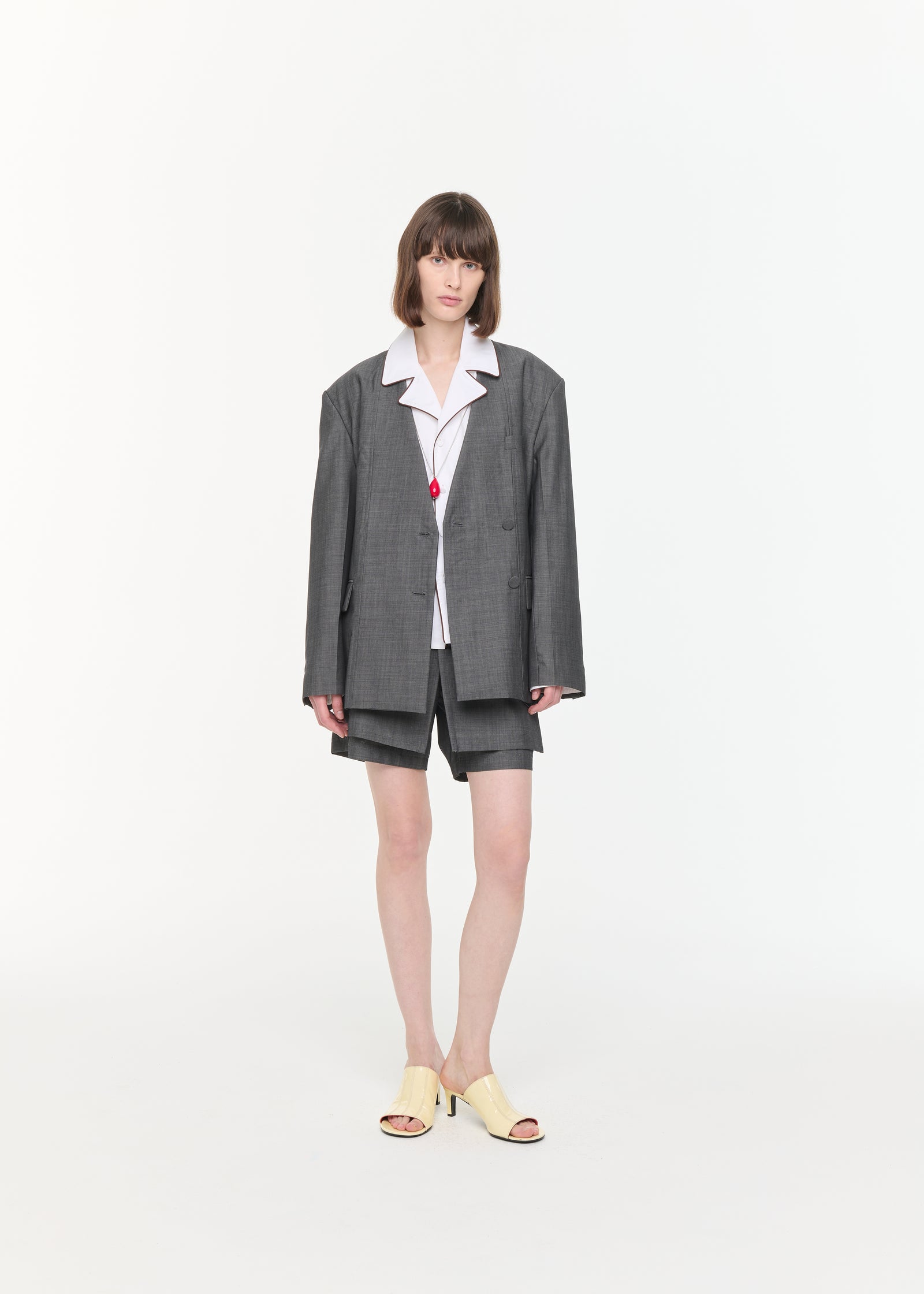 DOUBLE BREASTED MELANGE GREY BLAZER