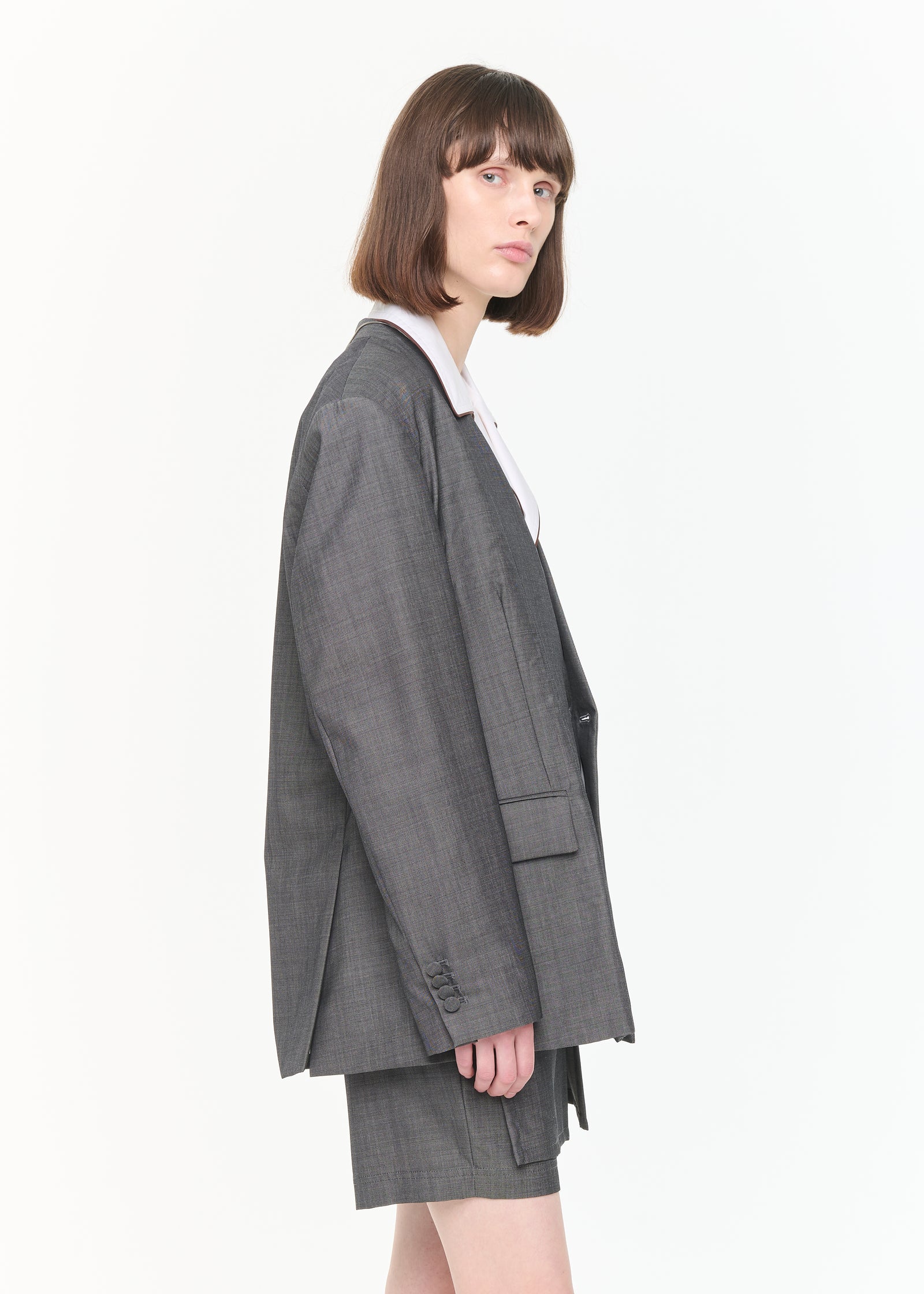 DOUBLE BREASTED MELANGE GREY BLAZER