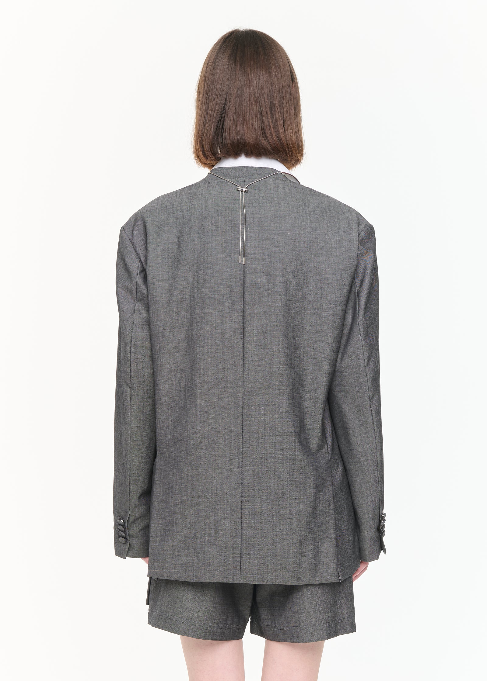 DOUBLE BREASTED MELANGE GREY BLAZER