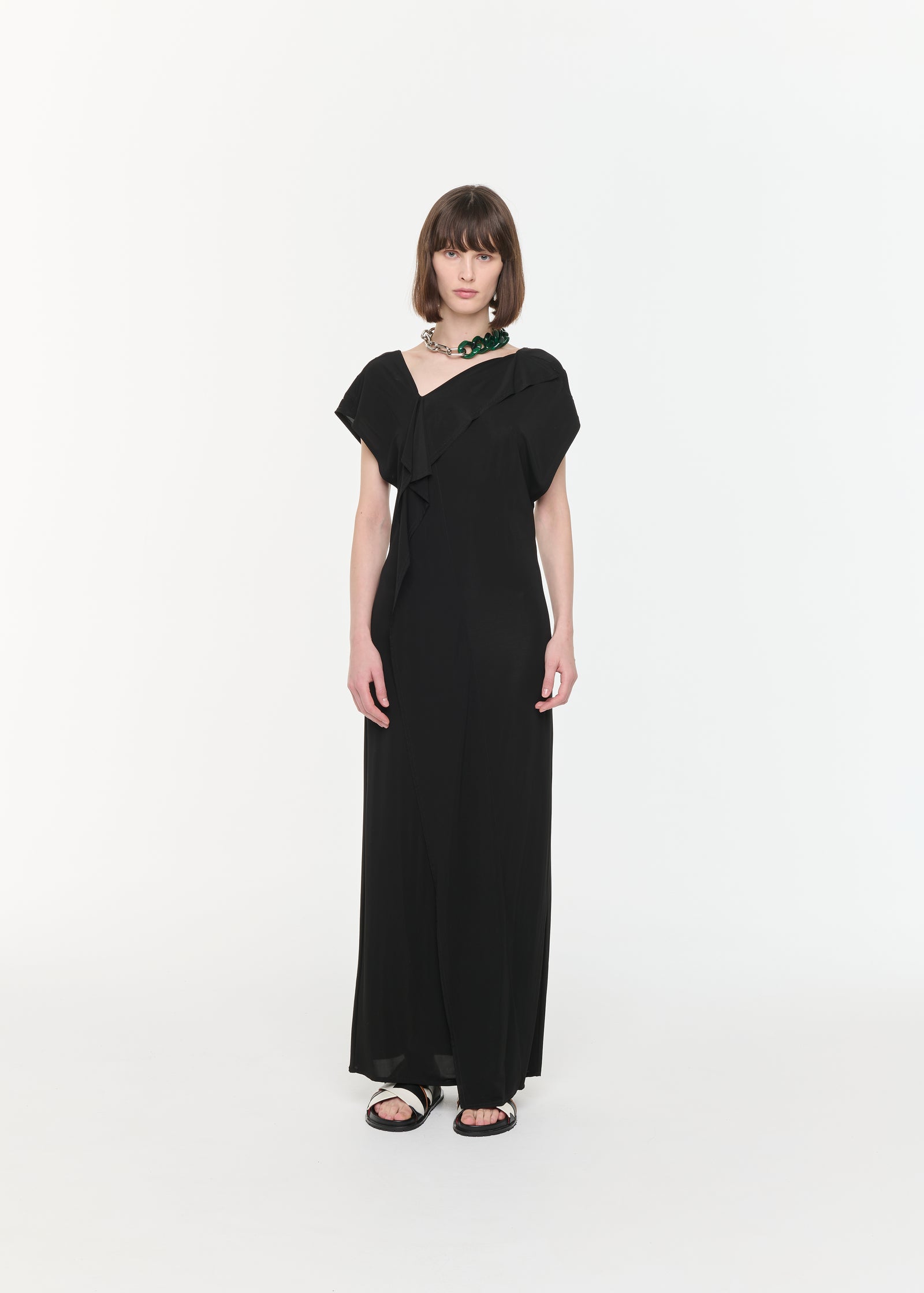 ABITO LUNGO IN JERSEY CON SCOLLATURA ASIMMETRICA