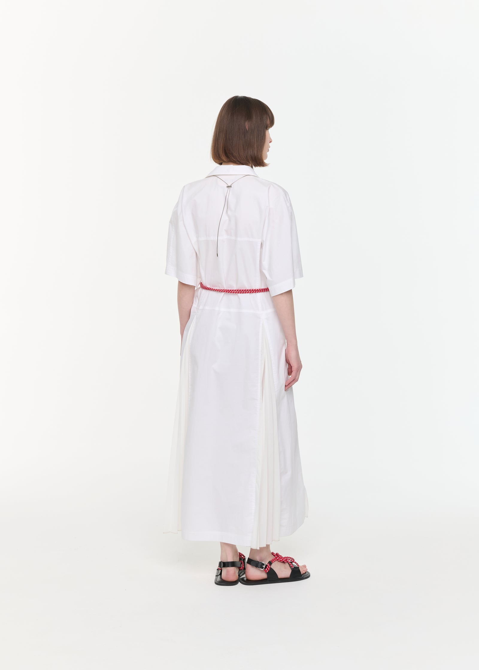 ABITO IN POPELINE BIANCO CON CINTURA