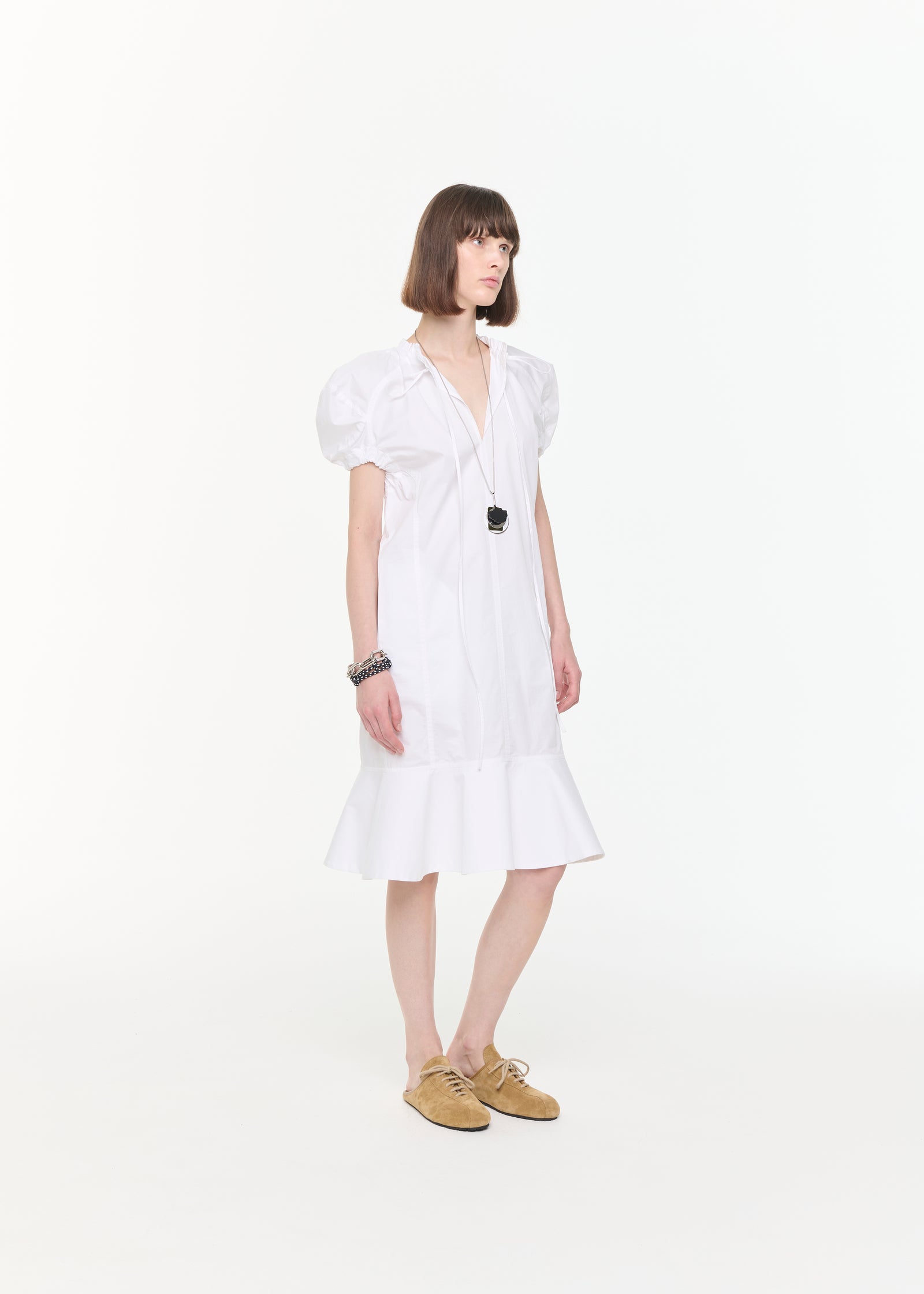 MINI ABITO IN COTONE CON MANICHE A SBUFFO