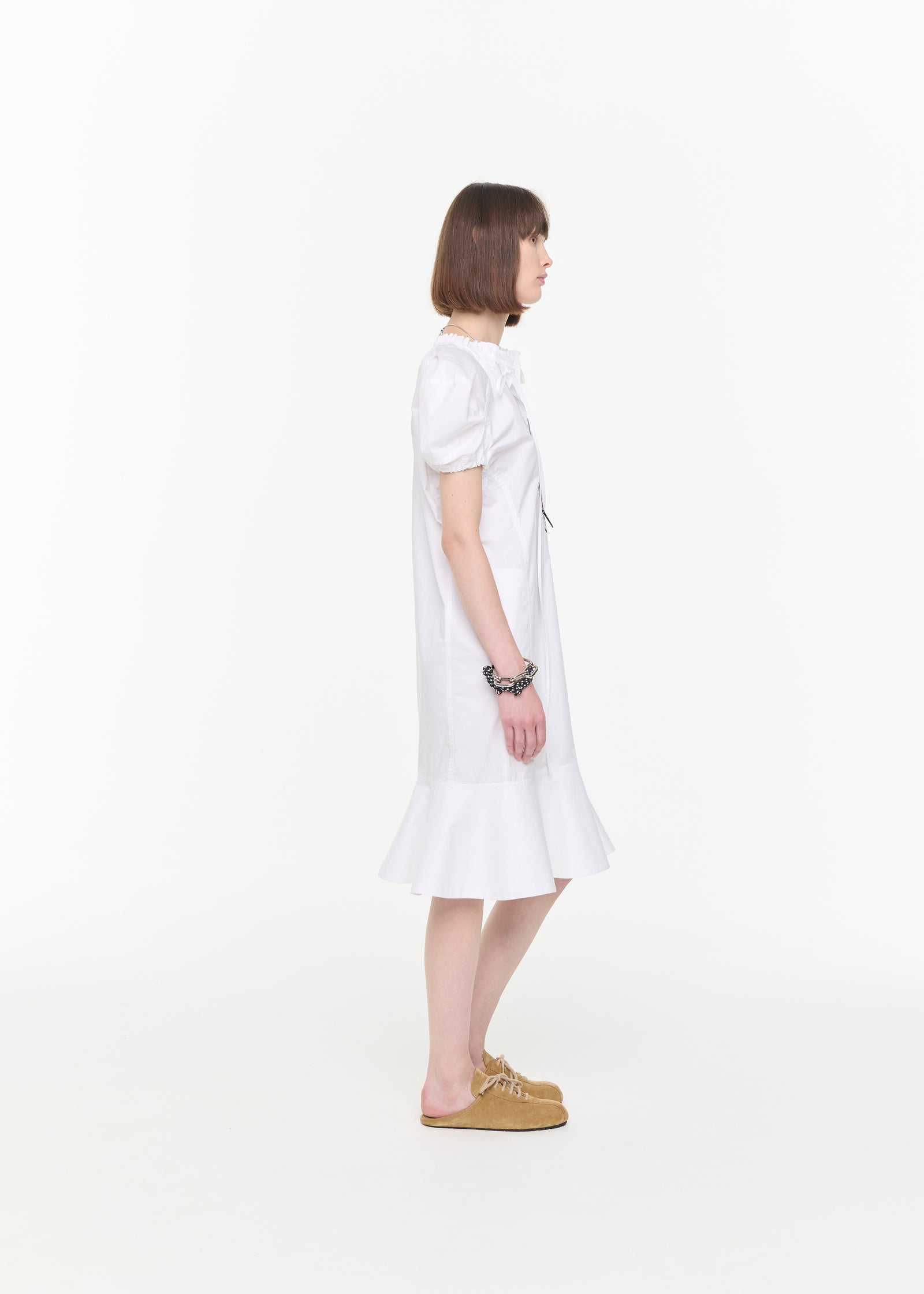 MINI ABITO IN COTONE CON MANICHE A SBUFFO