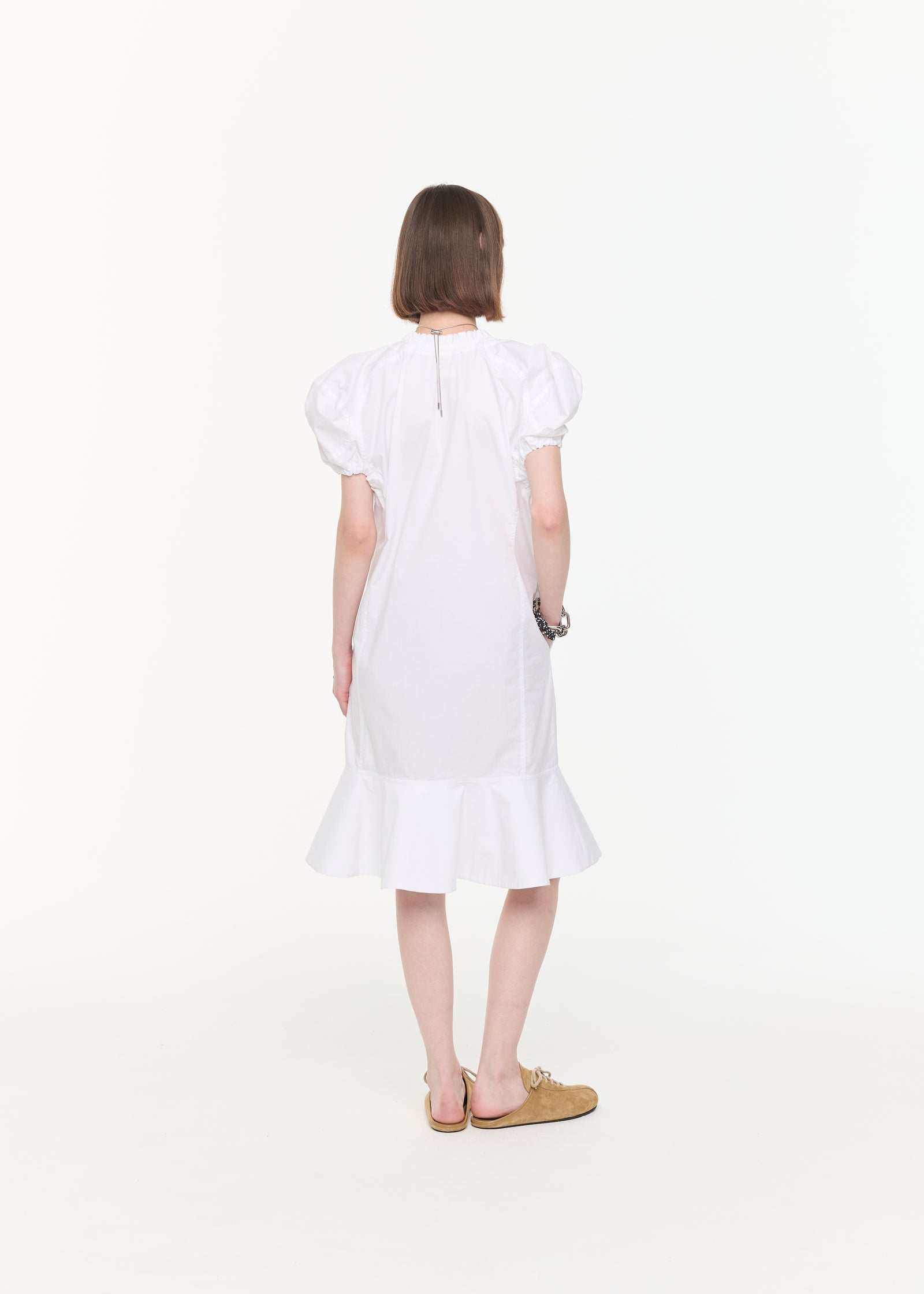 MINI ABITO IN COTONE CON MANICHE A SBUFFO