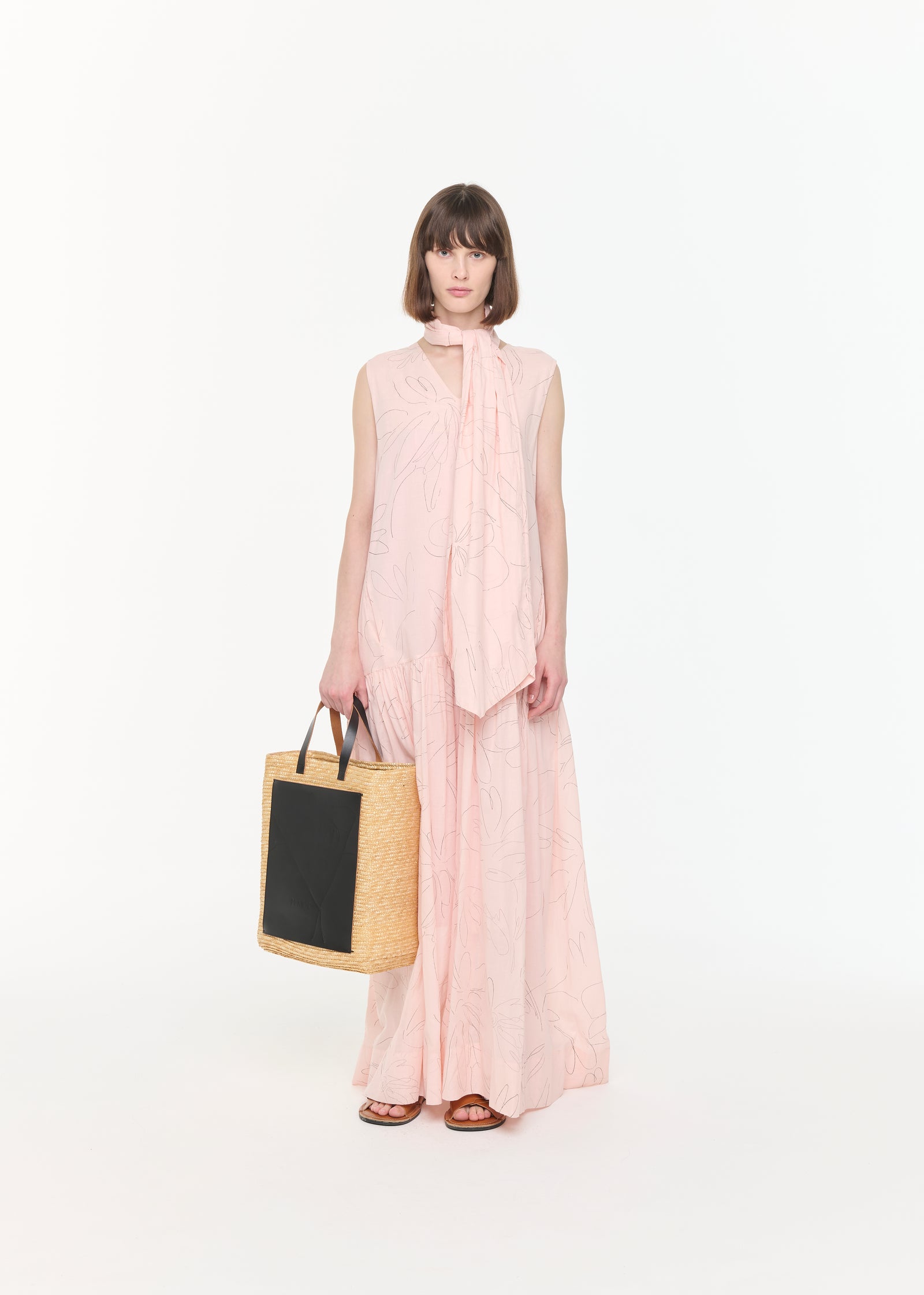 MAXI ORGANZA FLOWER PRINT DRESS