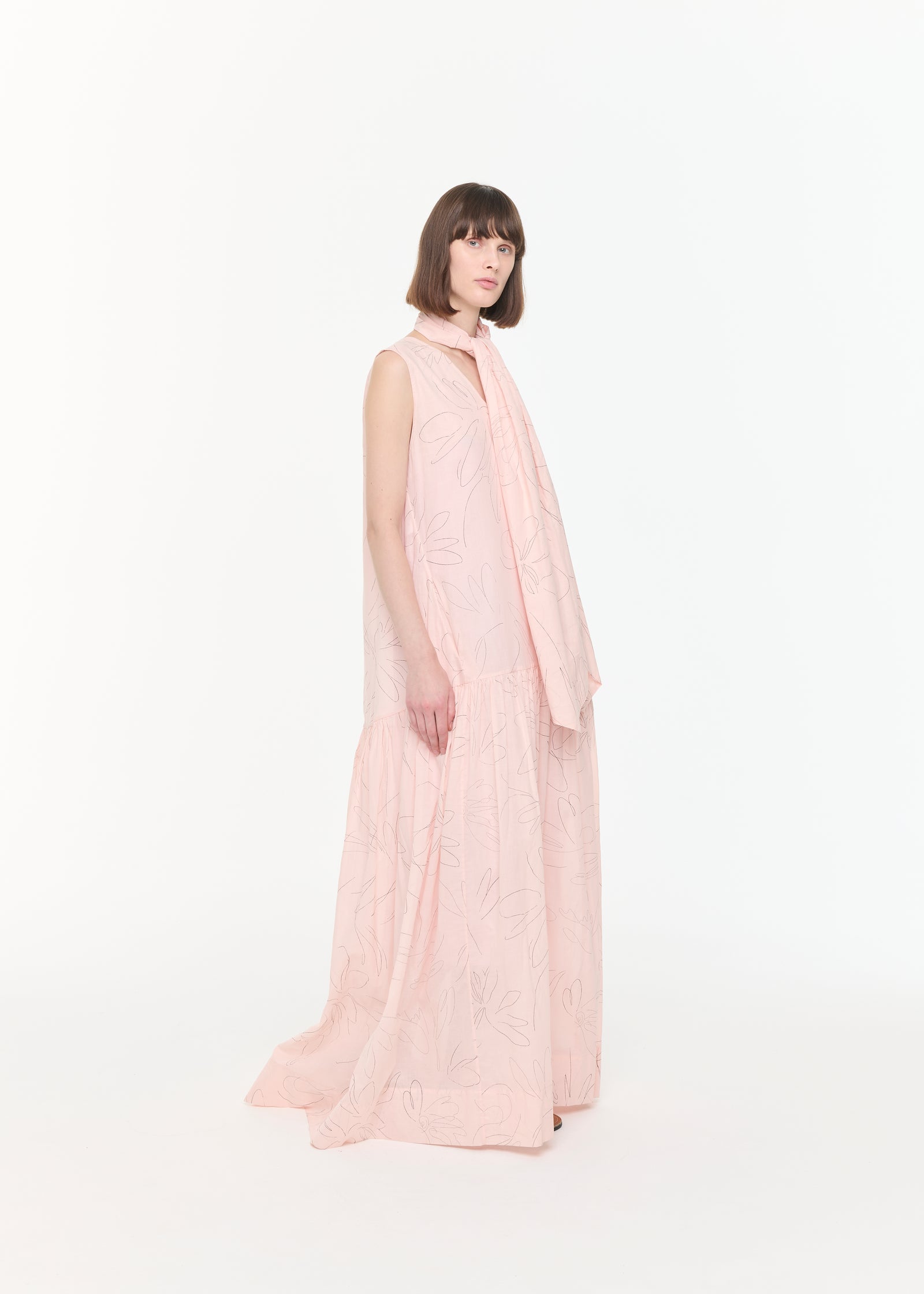 MAXI ORGANZA FLOWER PRINT DRESS