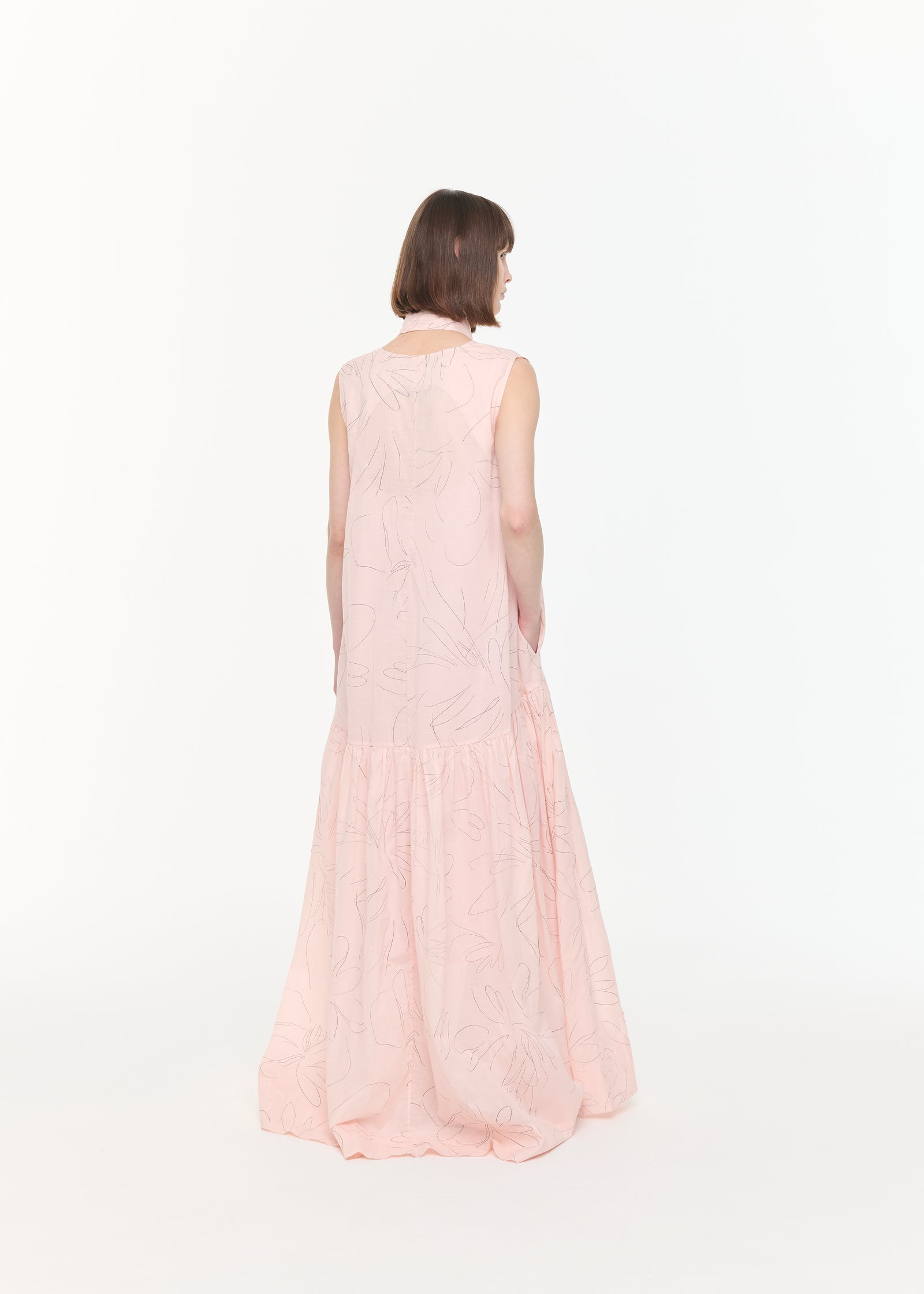 MAXI ORGANZA FLOWER PRINT DRESS