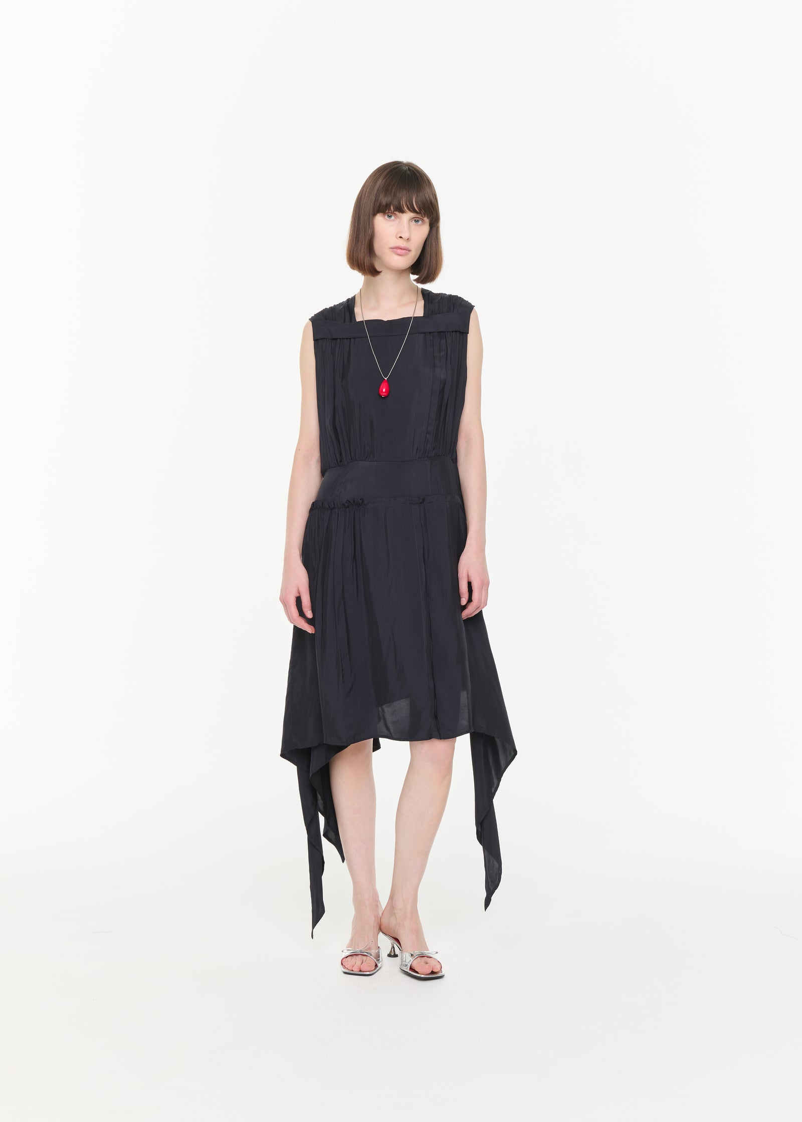 ABITO MIDI ASIMMETRICO IN TWILL