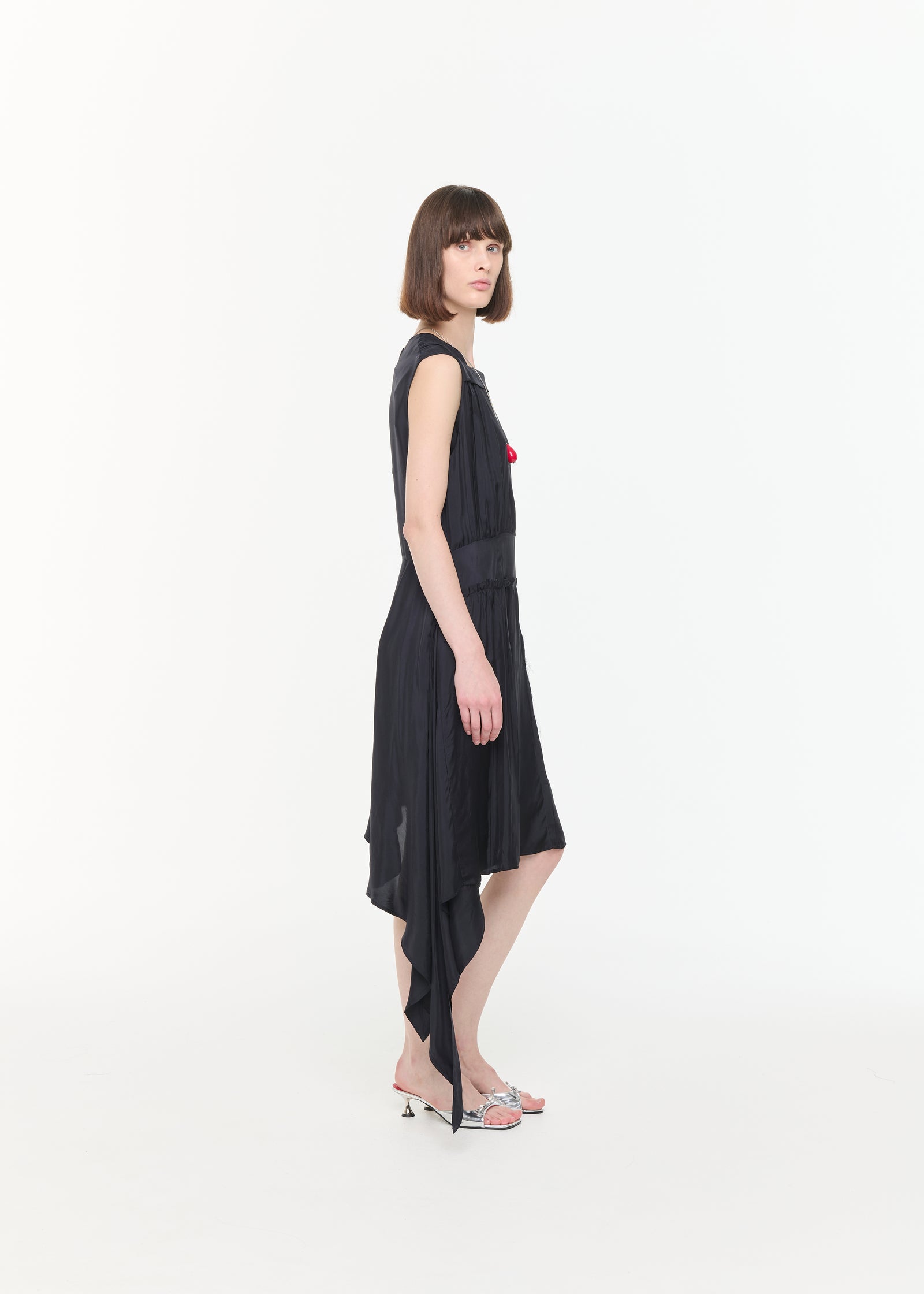 ABITO MIDI ASIMMETRICO IN TWILL