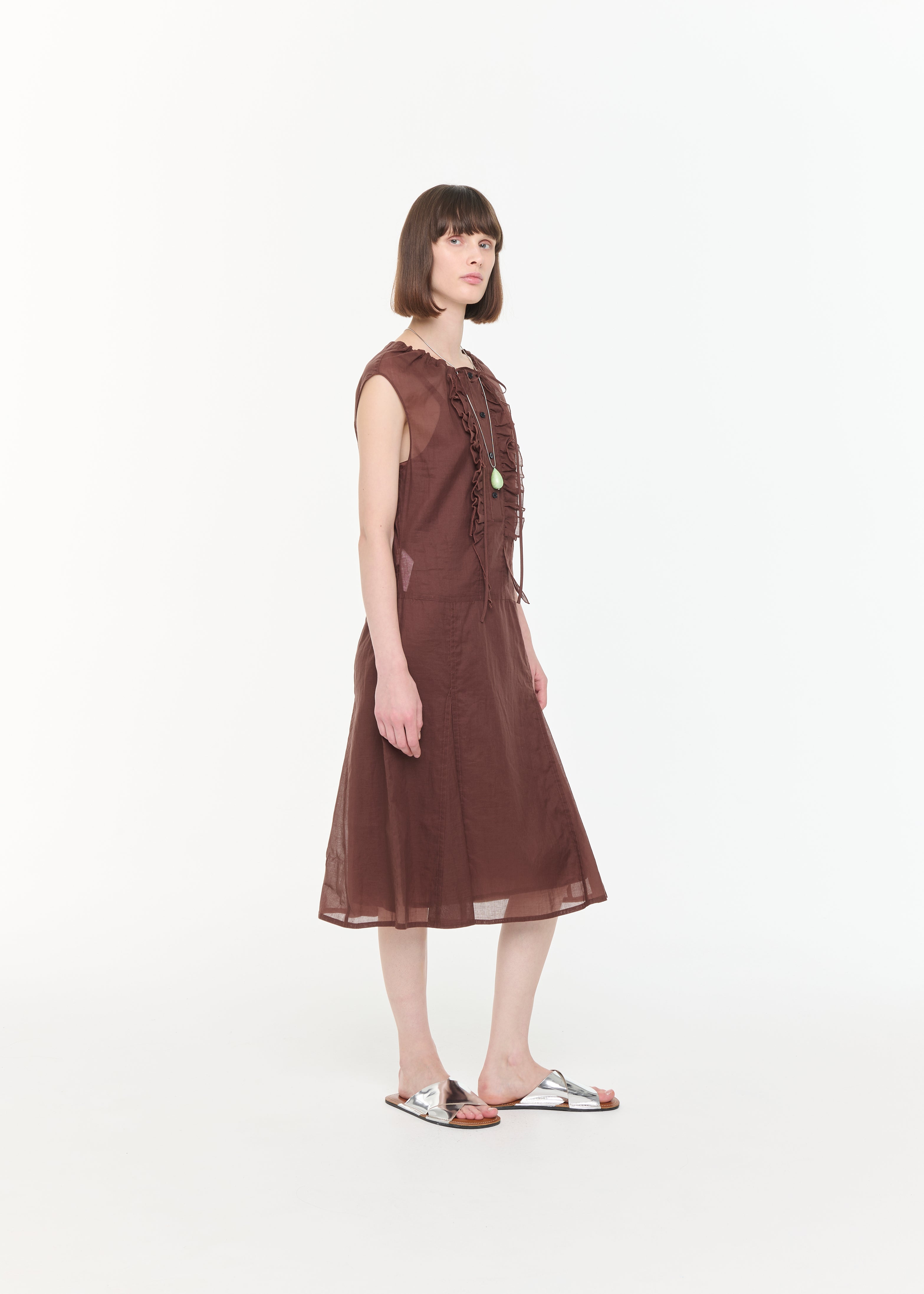 organza brown dress Sofie the Label Organza Puff Sleeve Dress, S / Brown