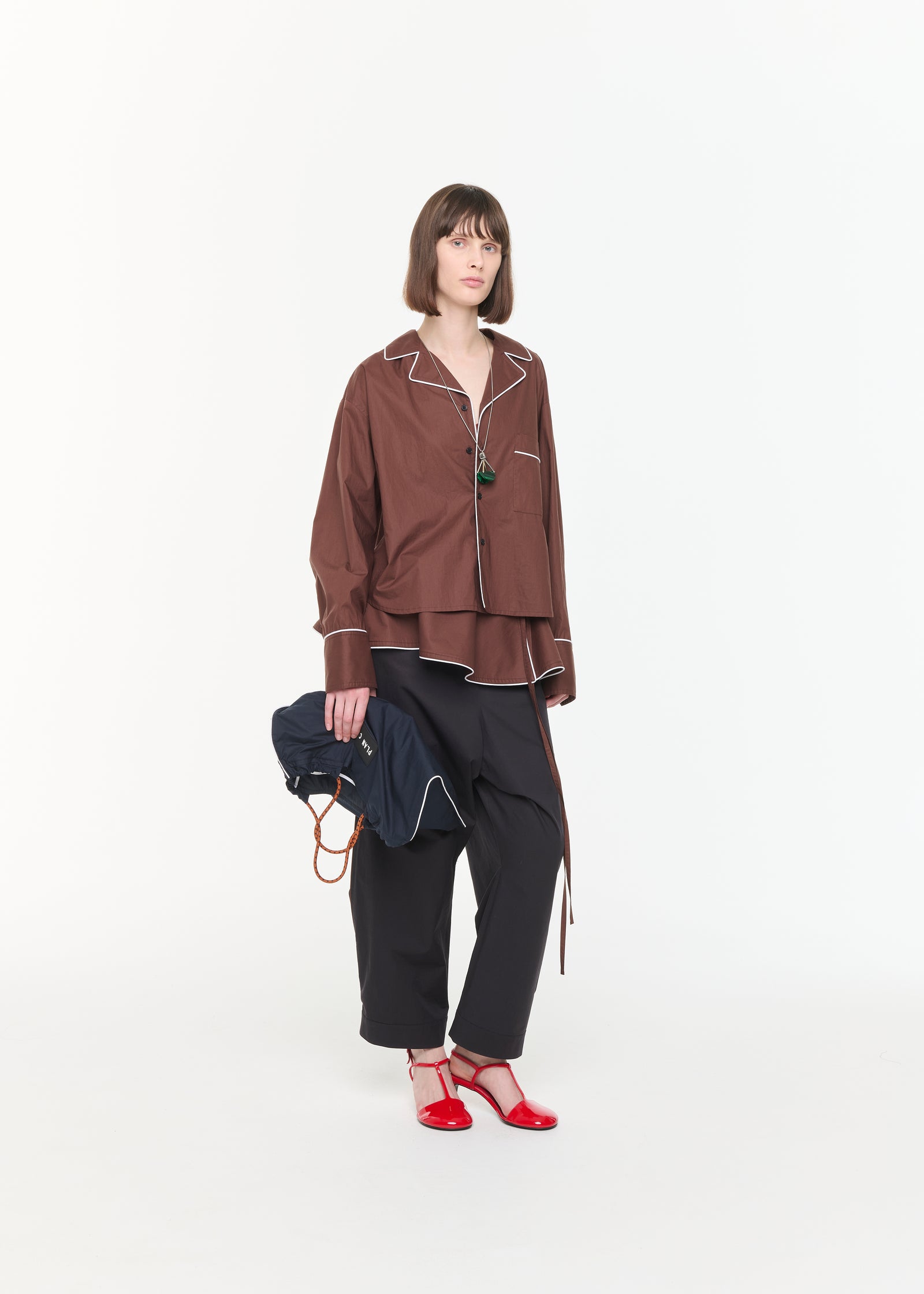 RELAXED BLACK COTTON TROUSERS