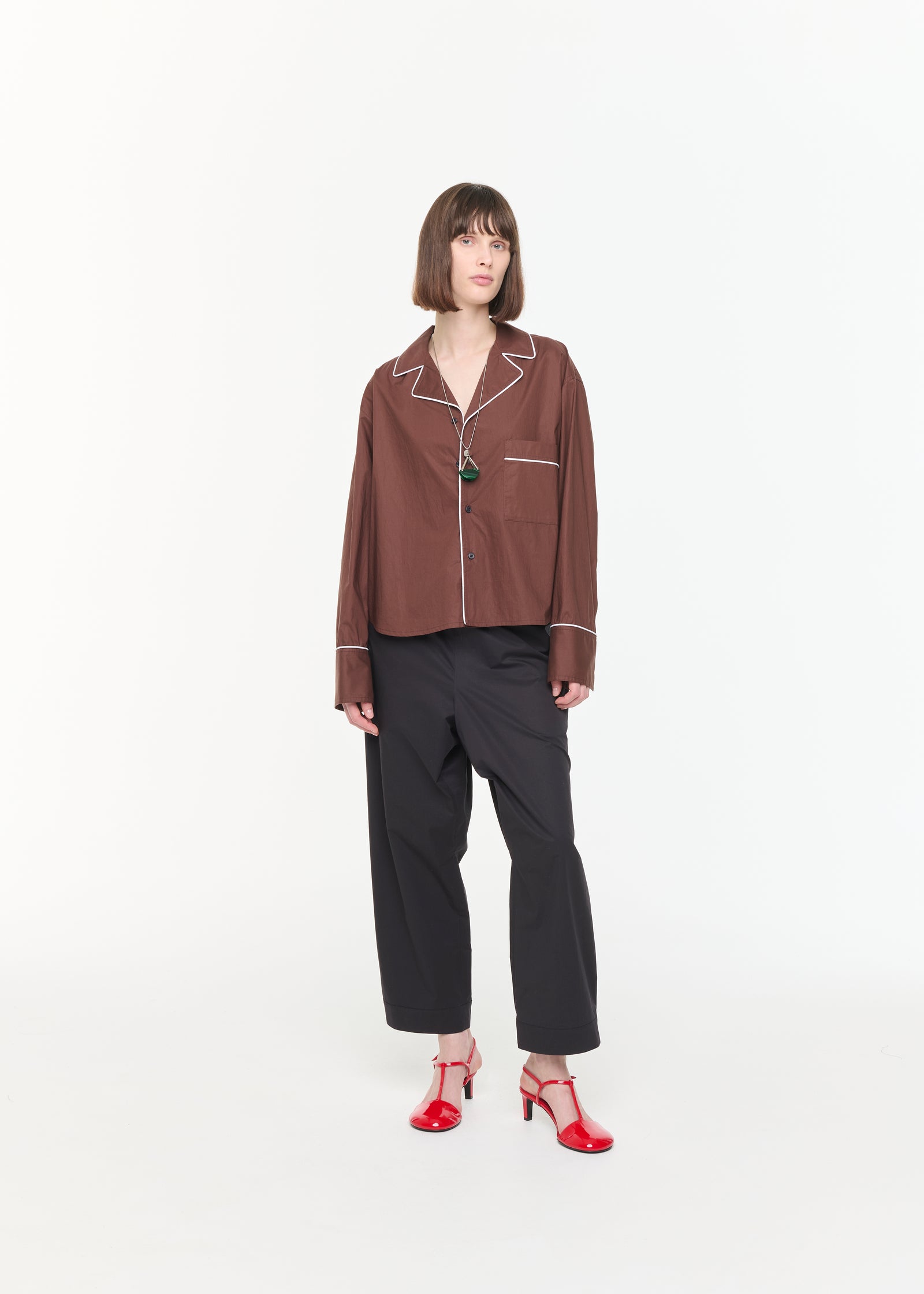BROWN COTTON BOXY SHIRT