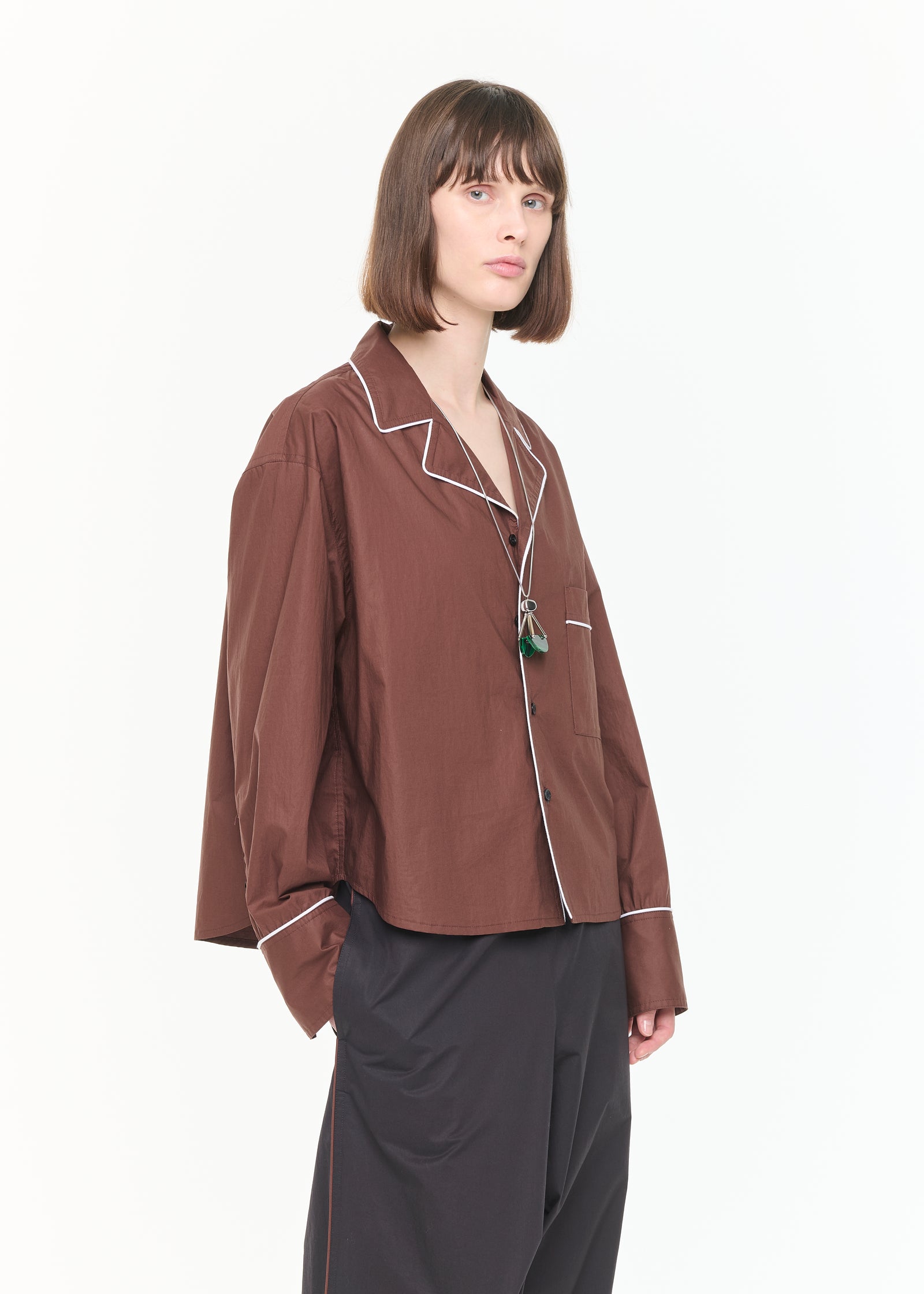 BROWN COTTON BOXY SHIRT