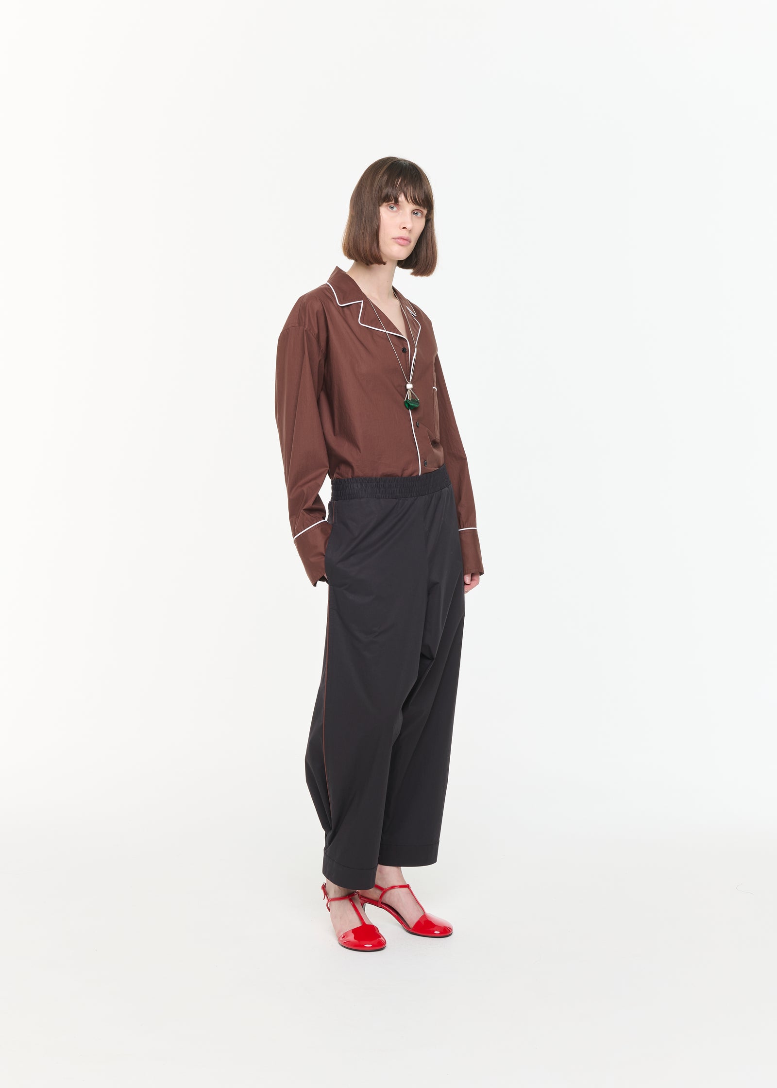 RELAXED BLACK COTTON TROUSERS