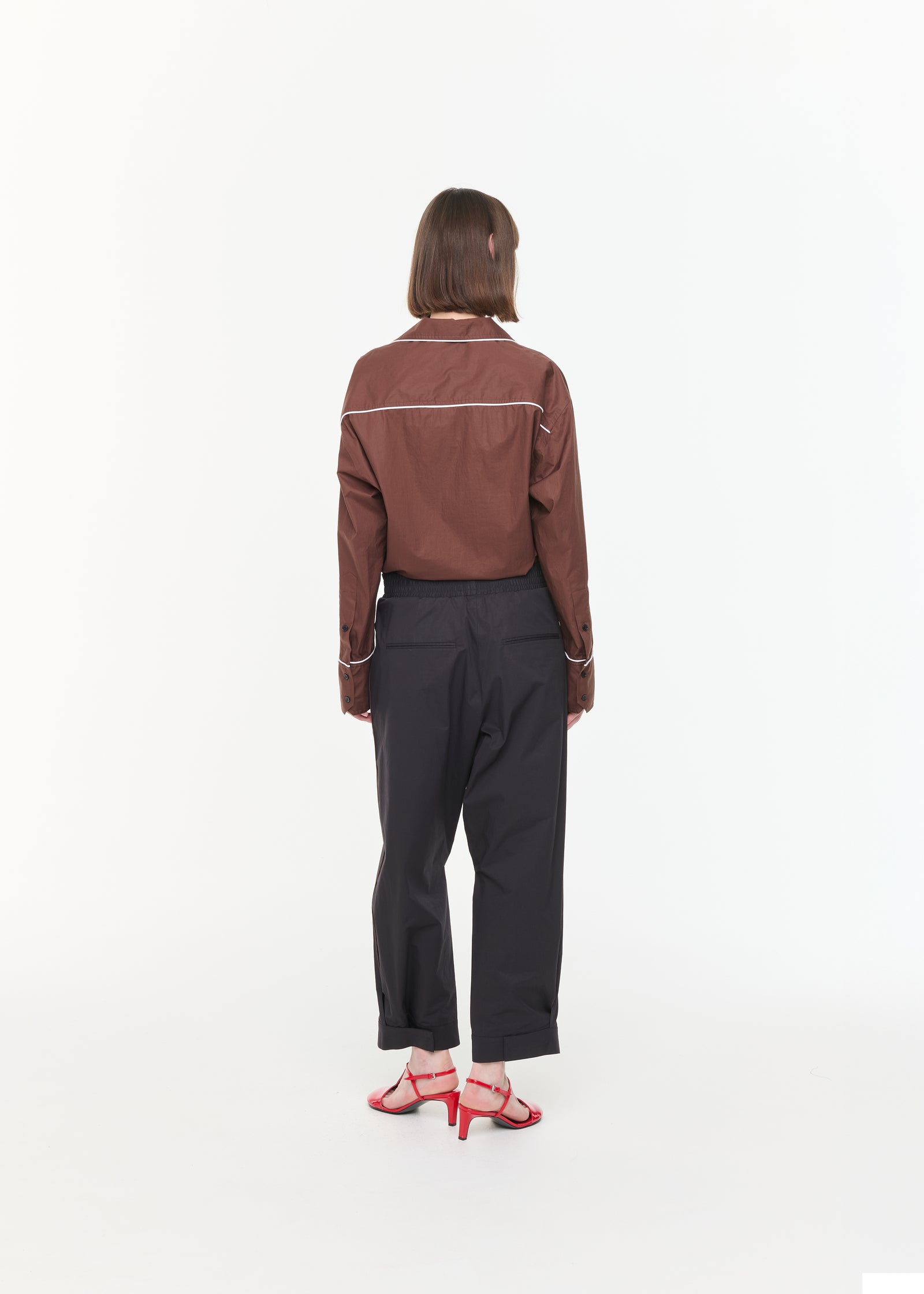 RELAXED BLACK COTTON TROUSERS