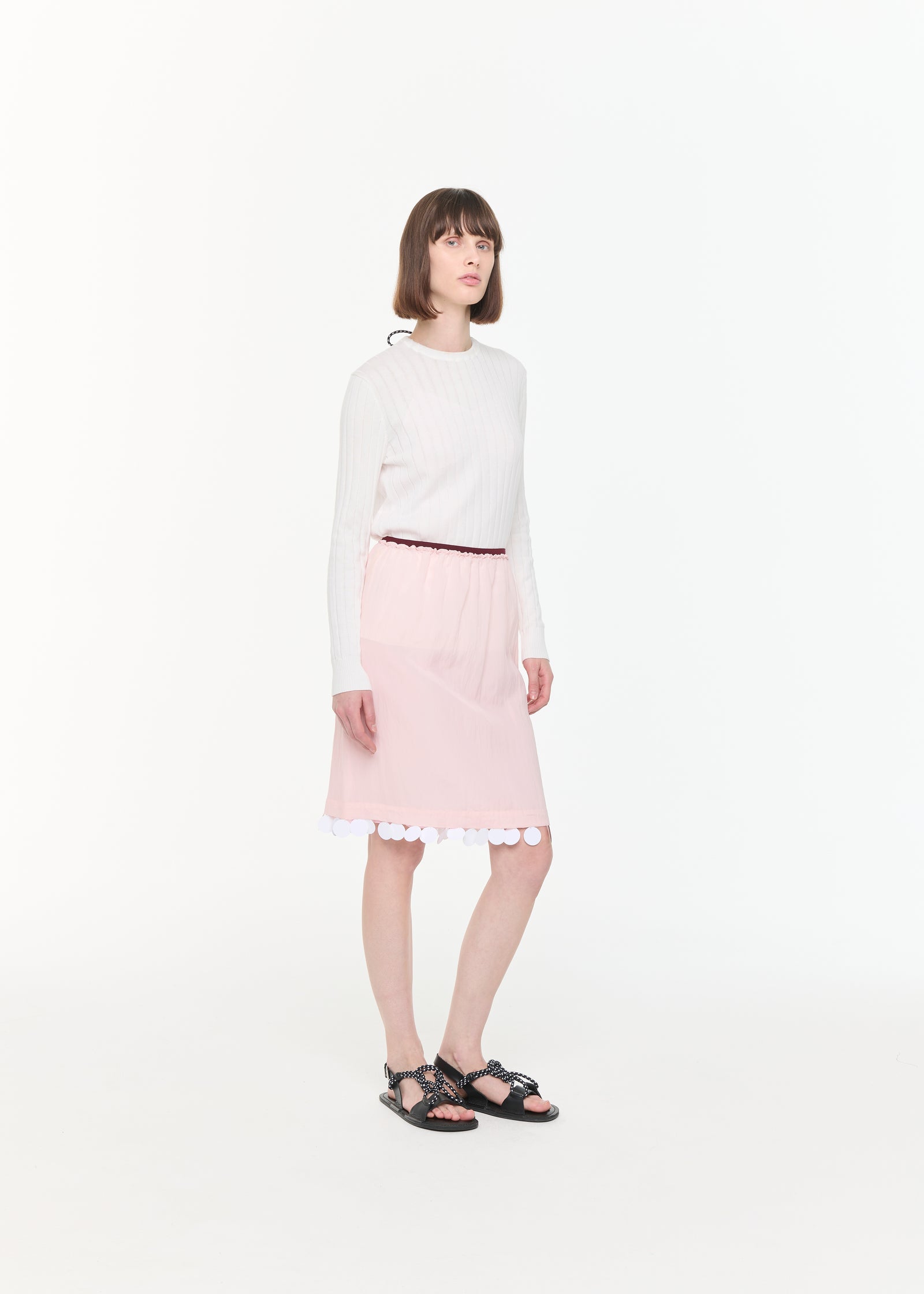 PINK MIDI SKIRT WITH SEQUIN HEM