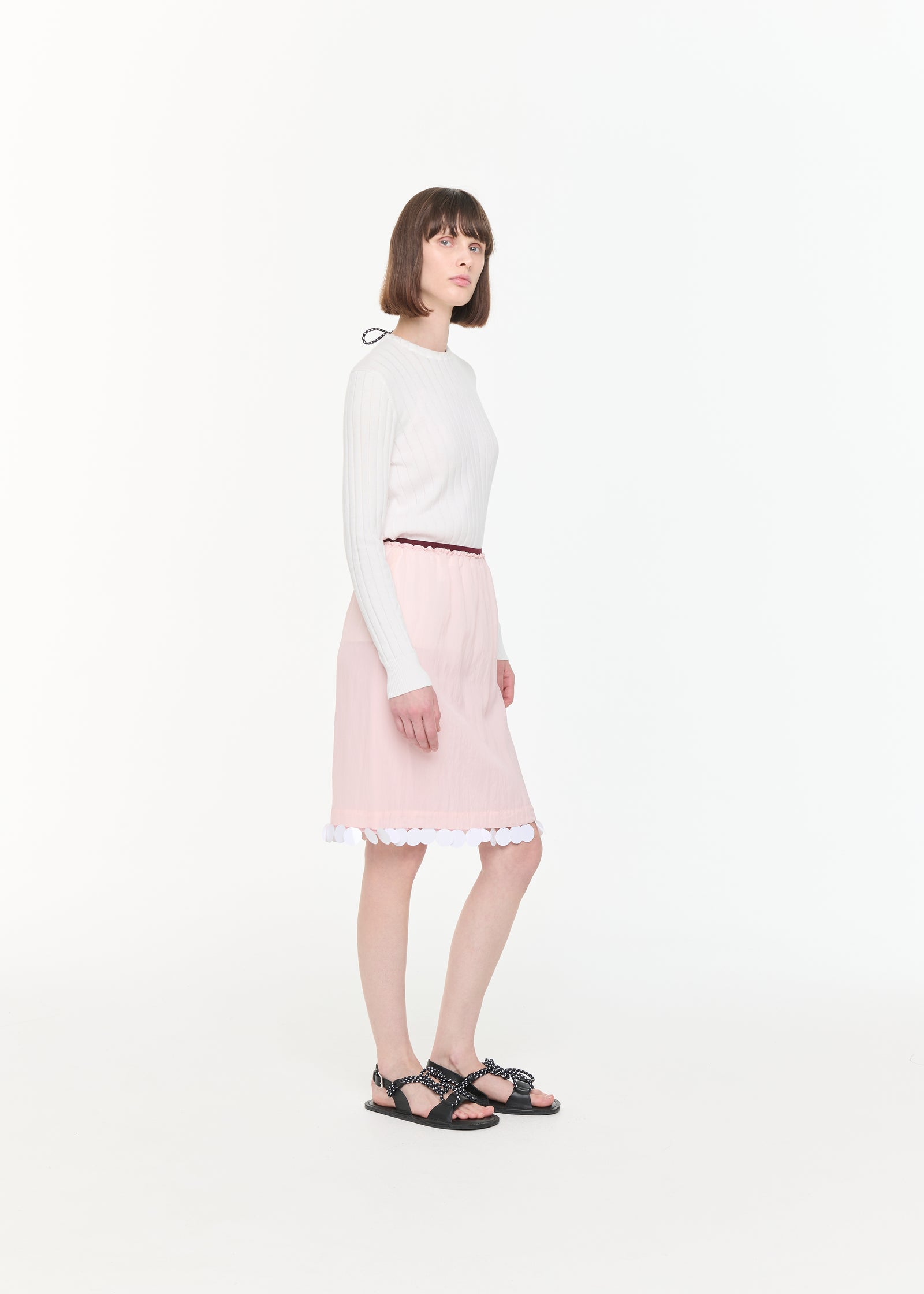 PINK MIDI SKIRT WITH SEQUIN HEM