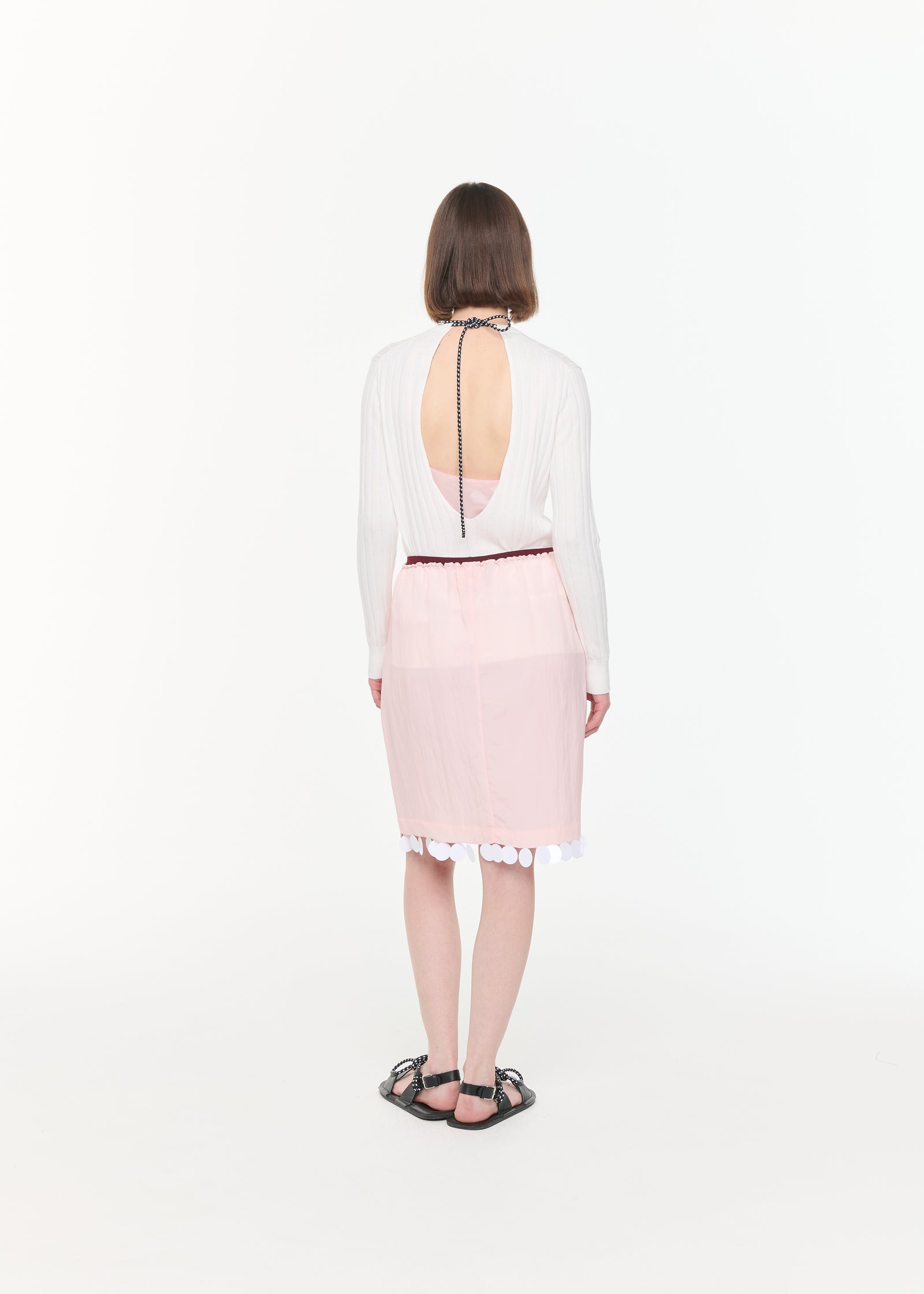 PINK MIDI SKIRT WITH SEQUIN HEM