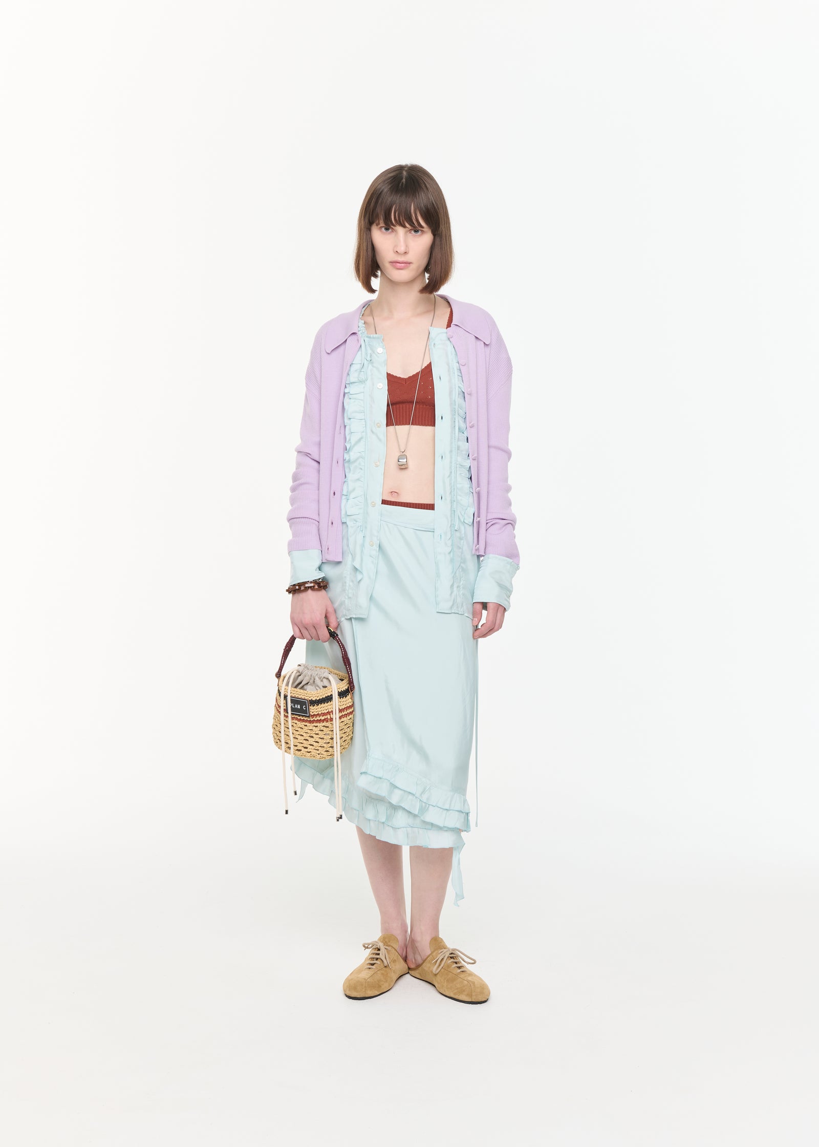 RUFFLED LIGHT VISCOSE SHIRT