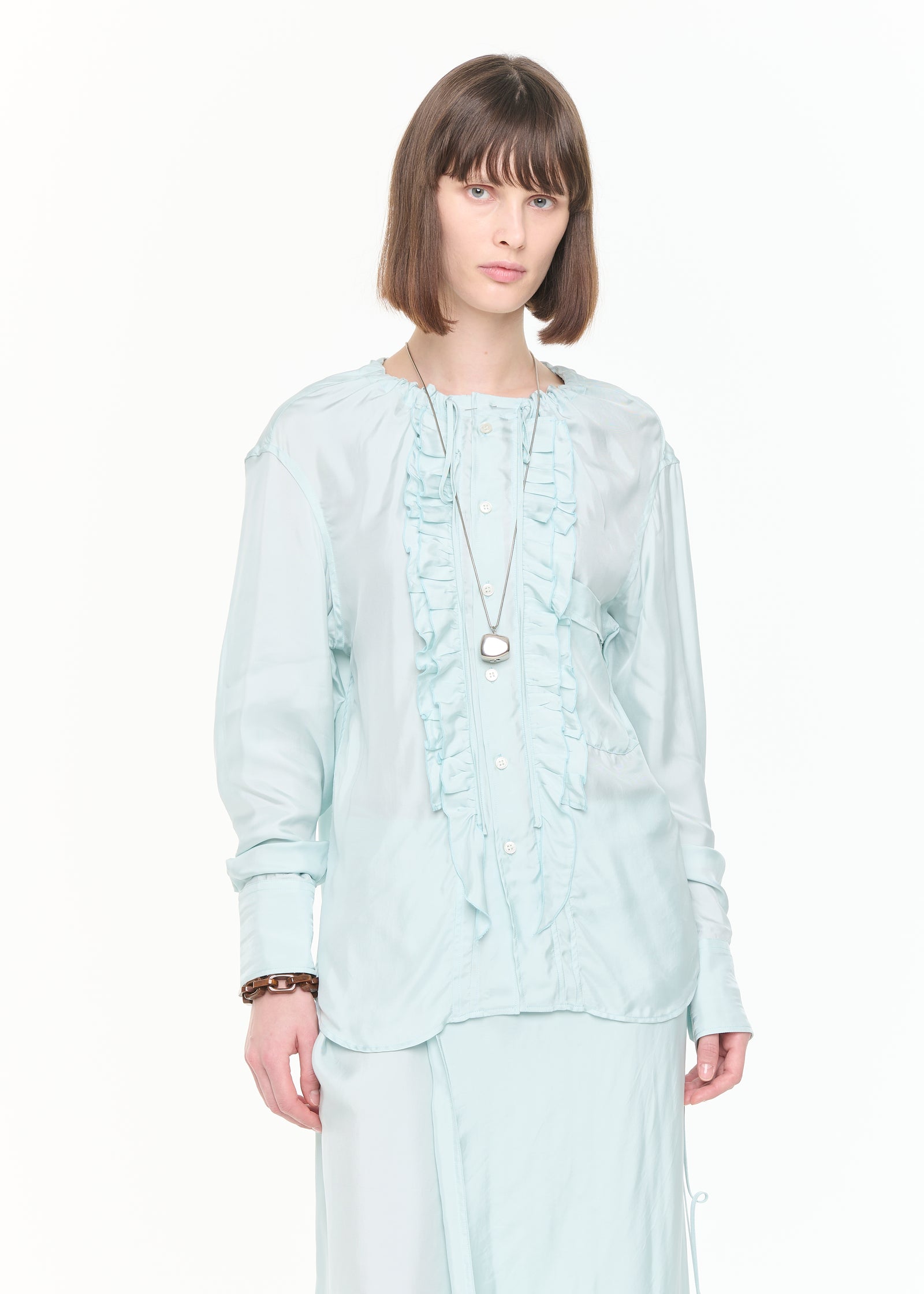 RUFFLED LIGHT VISCOSE SHIRT