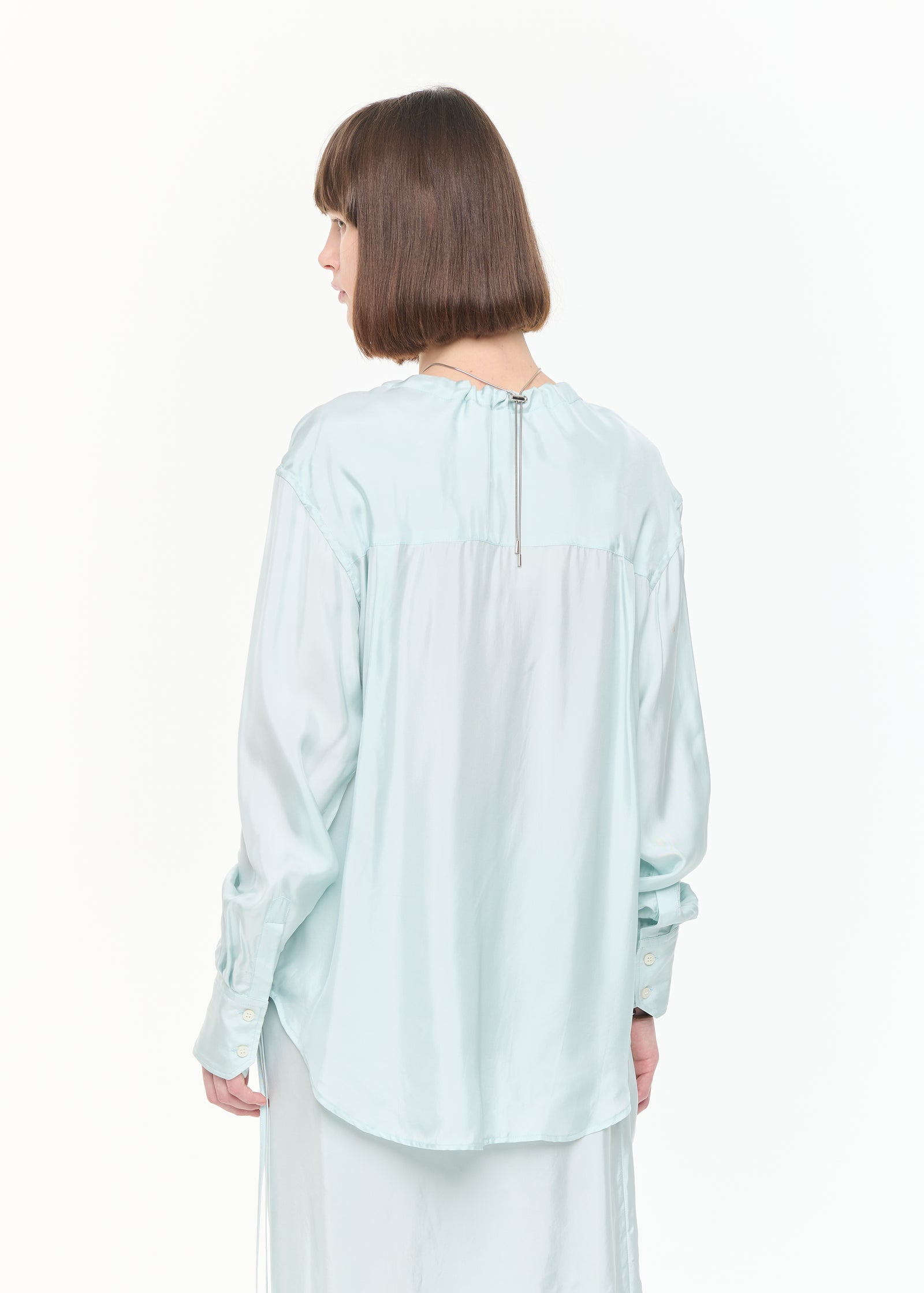 RUFFLED LIGHT VISCOSE SHIRT