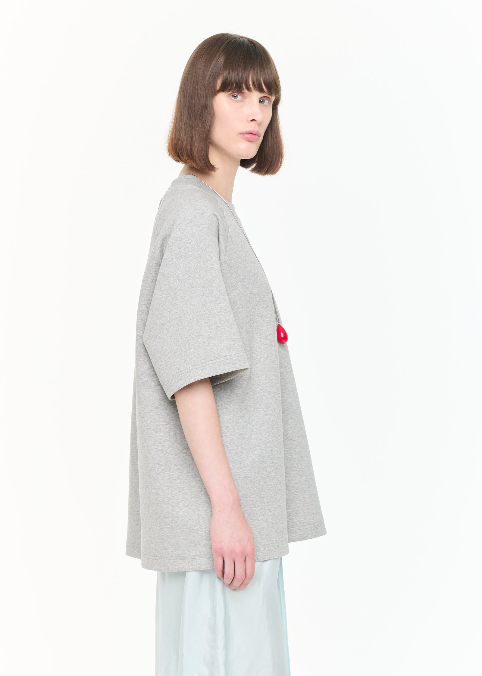 FELPA GRIGIA A MANICHE CORTE