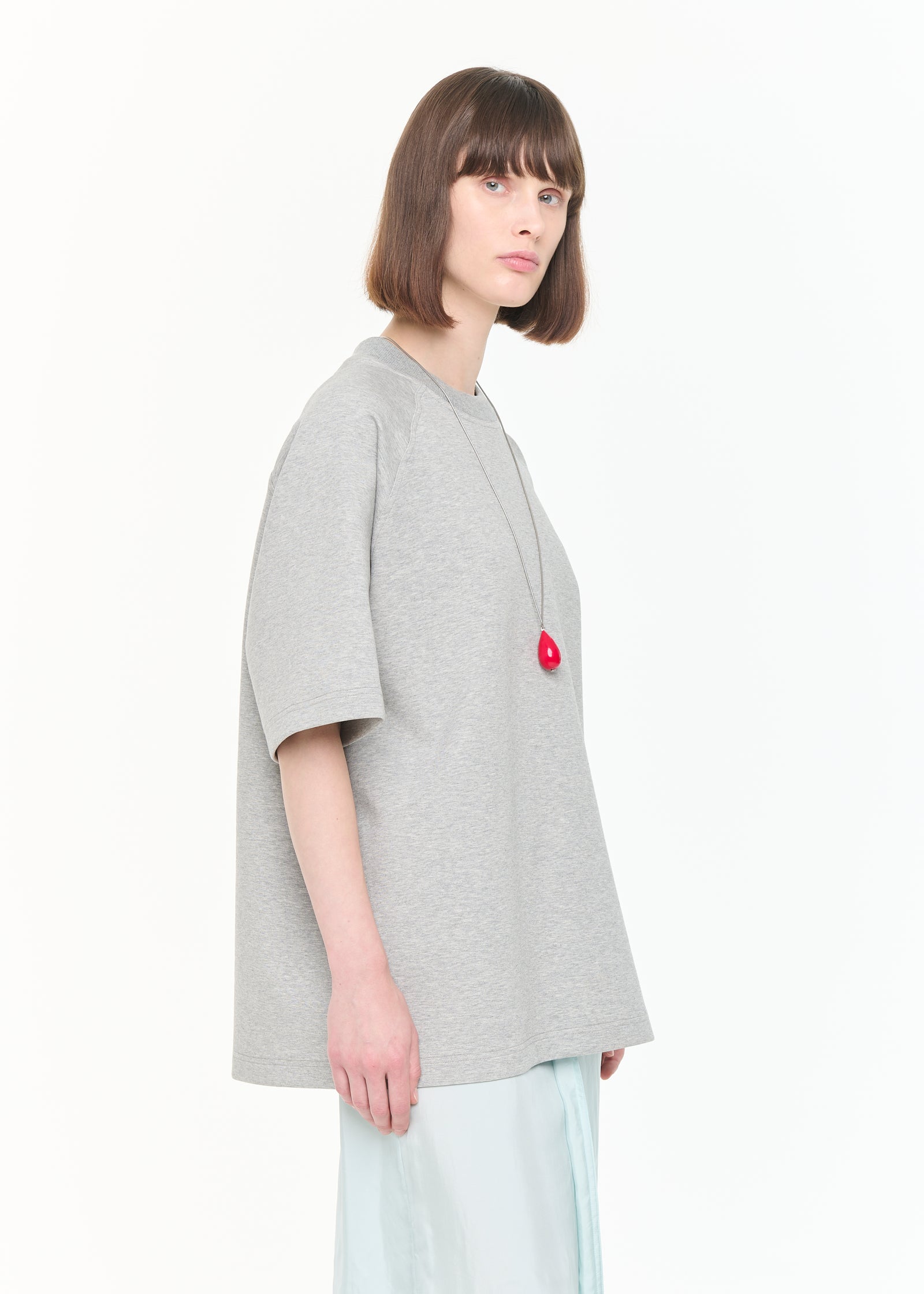 FELPA GRIGIA A MANICHE CORTE