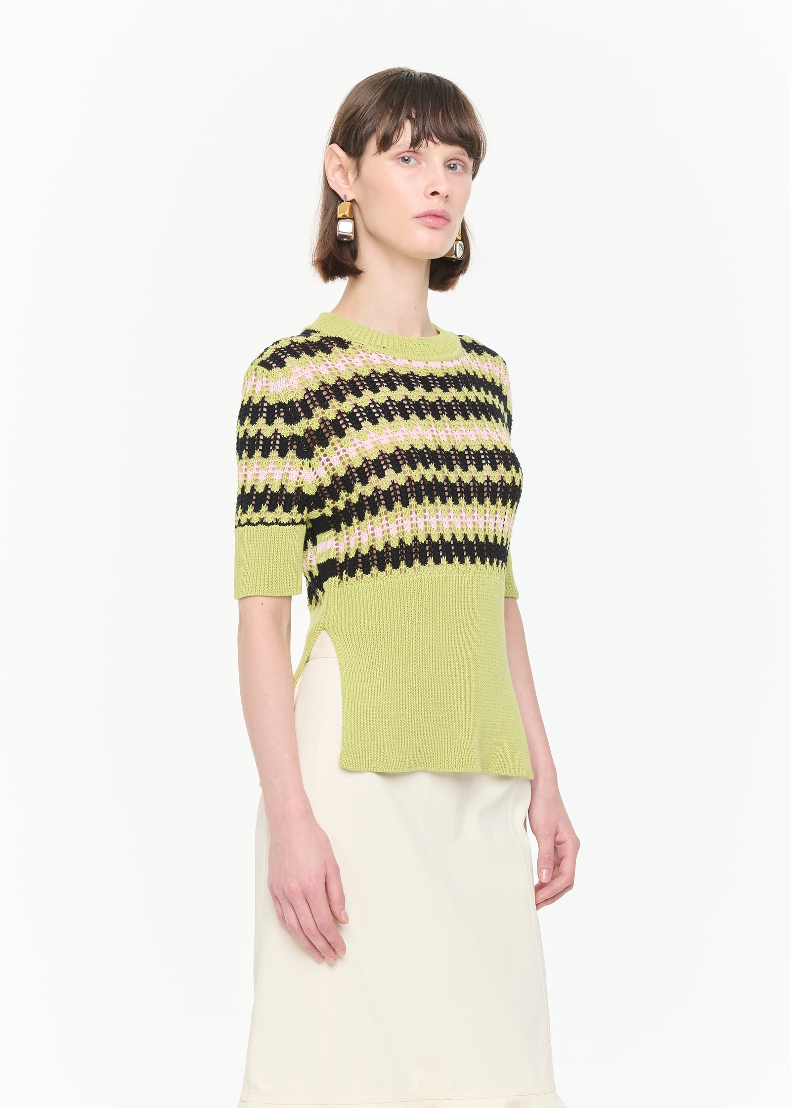 GIROCOLLO VERDE A MANICHE CORTE