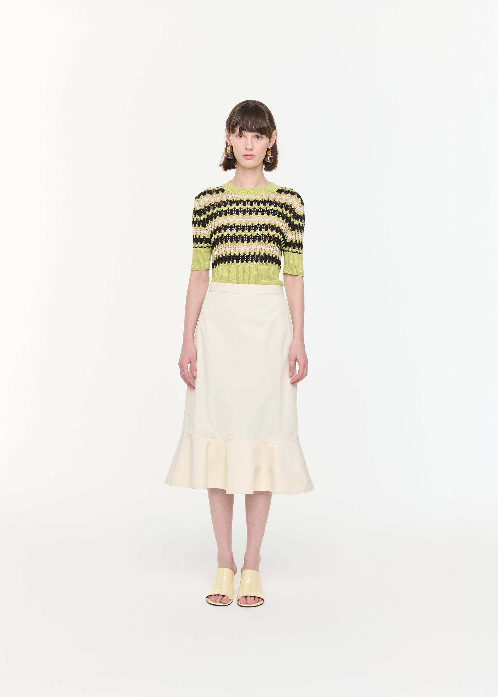 MIDI SKIRT WITH RUFFLED HEMLINE