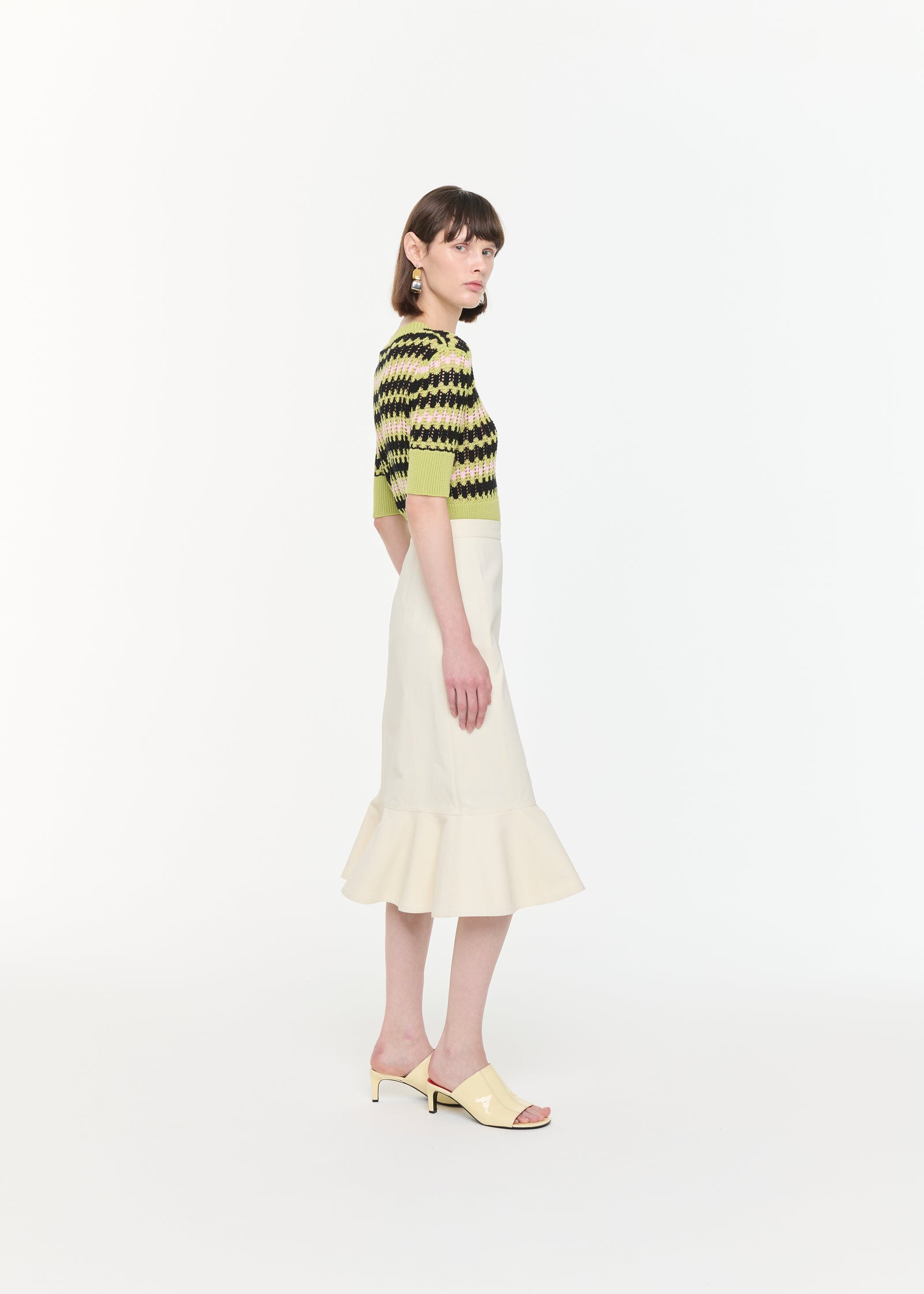 MIDI SKIRT WITH RUFFLED HEMLINE