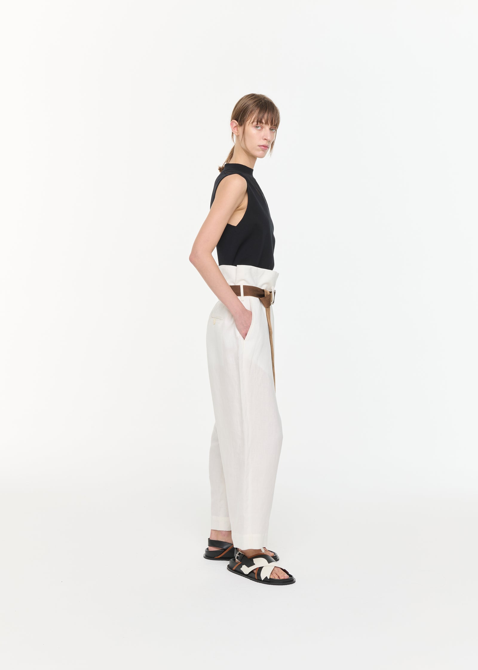 LINEN HIGH WAIST TROUSERS