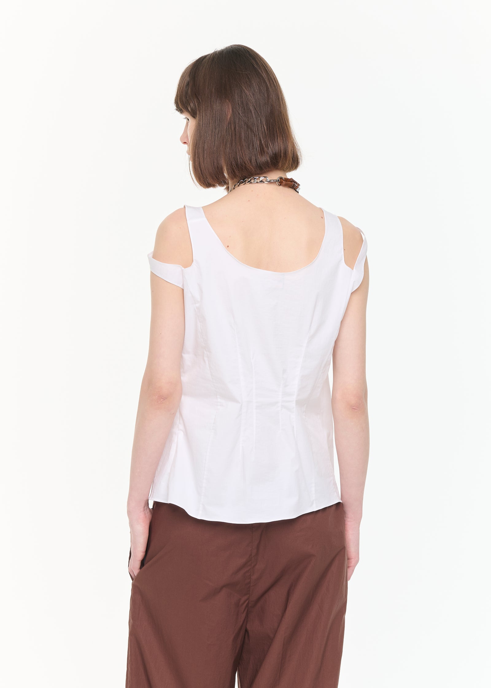 DRAPED NECKLINE WHITE TOP