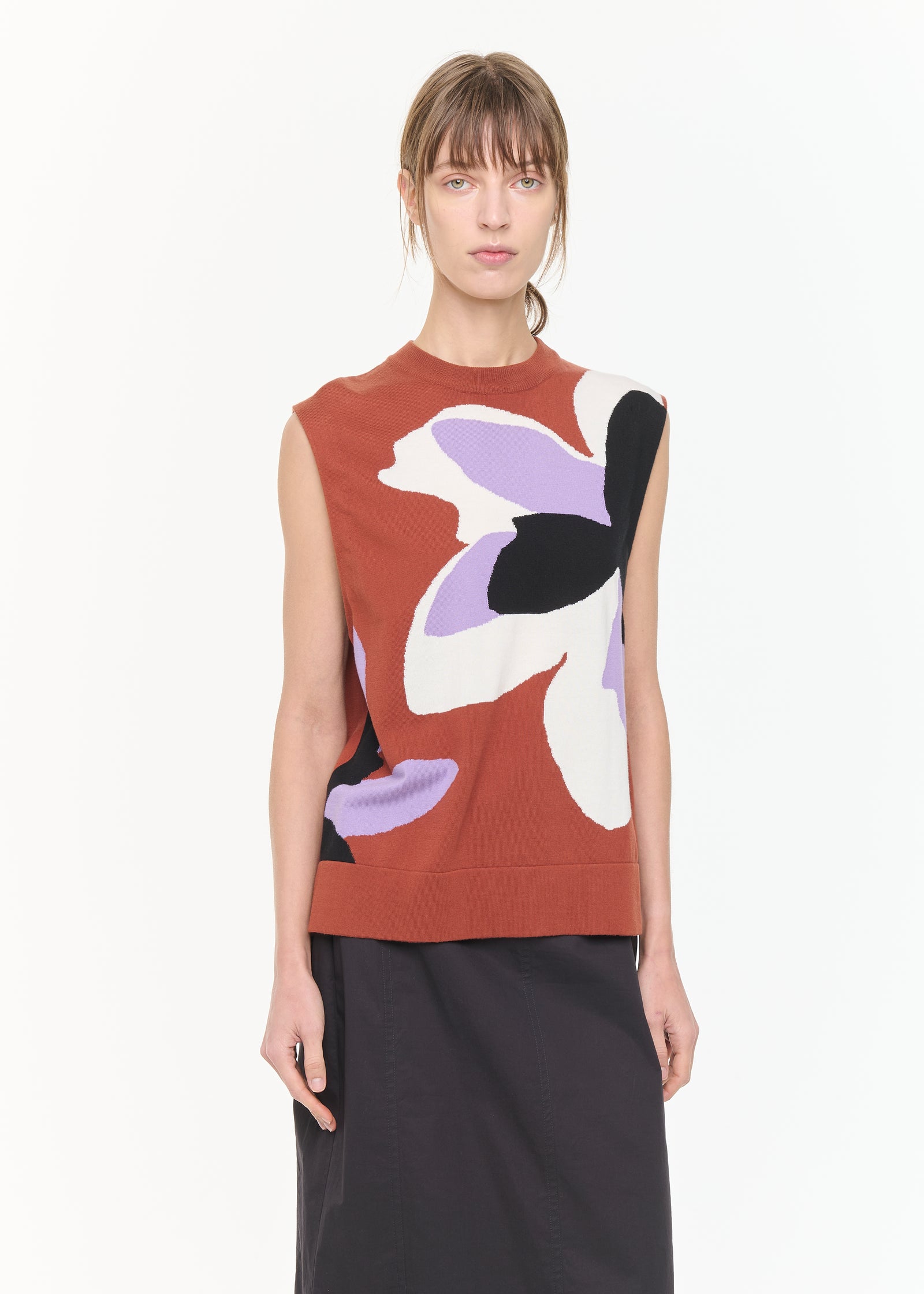 FLOWER INTARSIA COTTON VEST