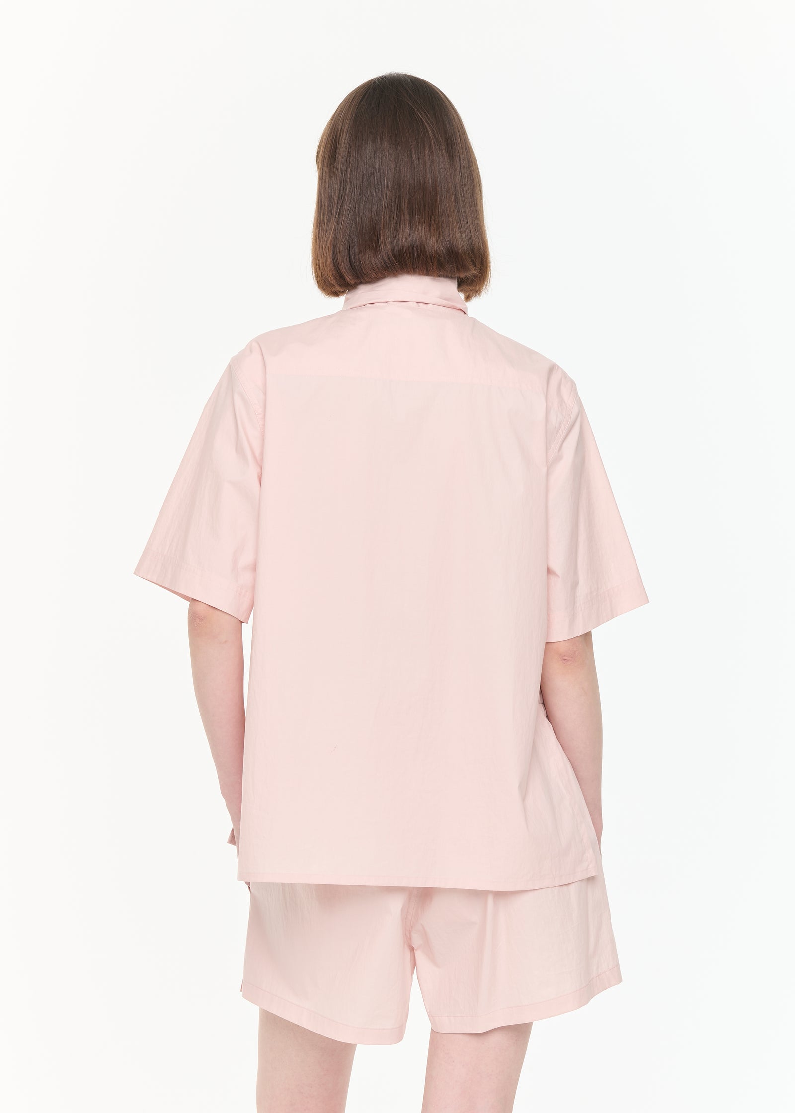 CAMICIA IN COTONE CON SCOLLO A V ROSA BABY