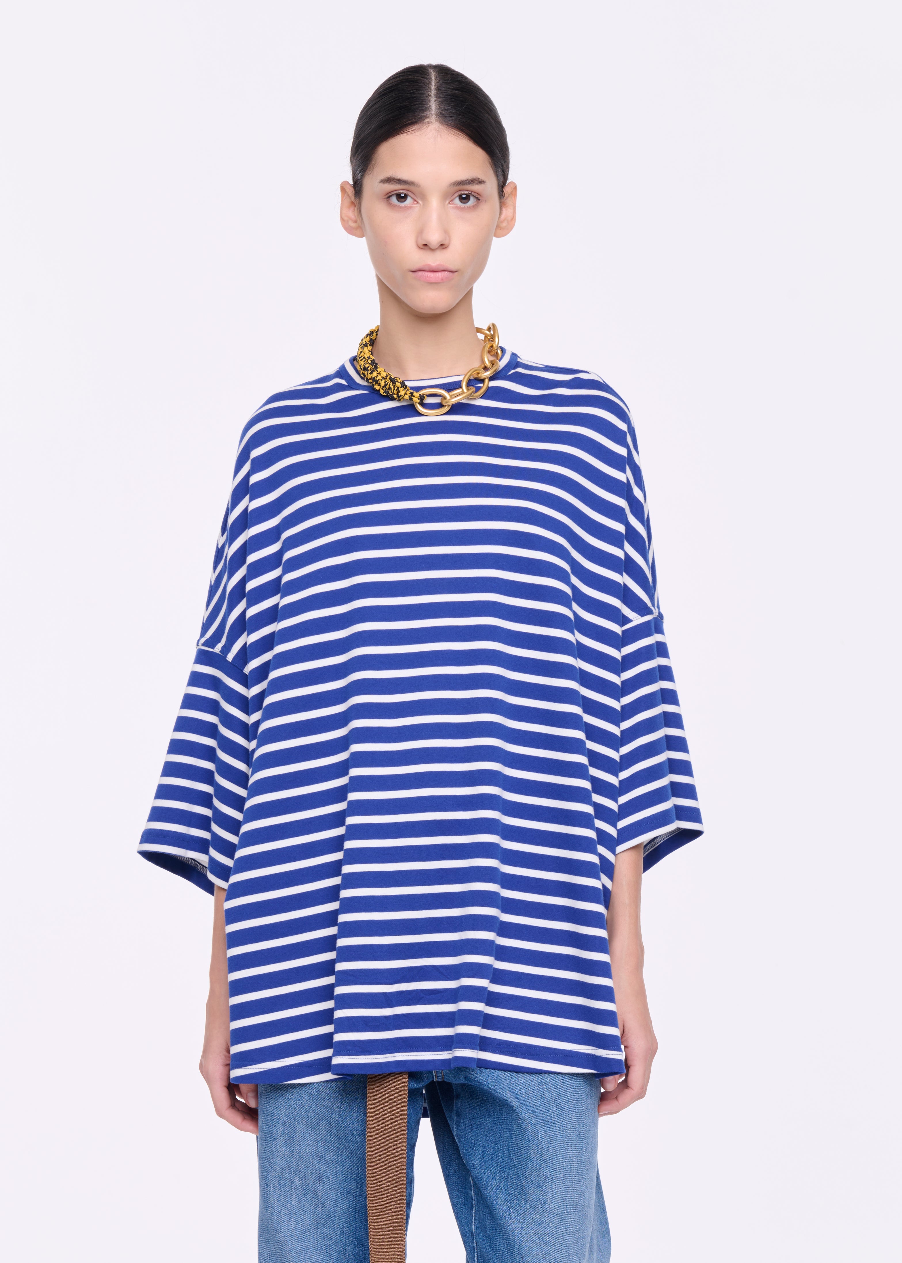 WIDE SLEEVED STRIPED T-SHIRT